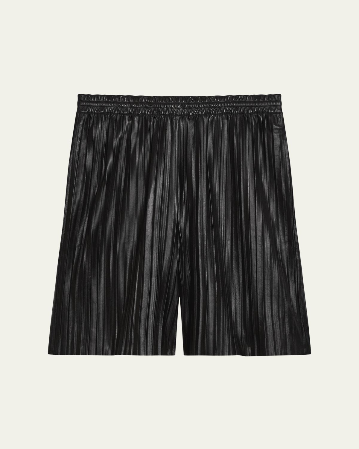 Helmut Lang Men's Pleated Leather Pull-On Shorts