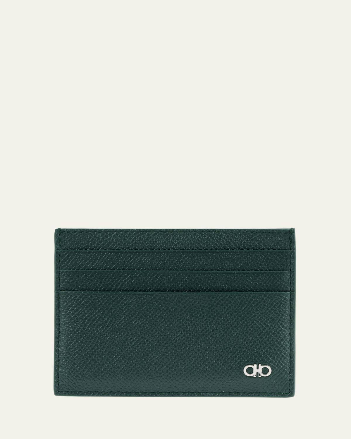 Ferragamo Men's Micro-Gancio Leather Card Case