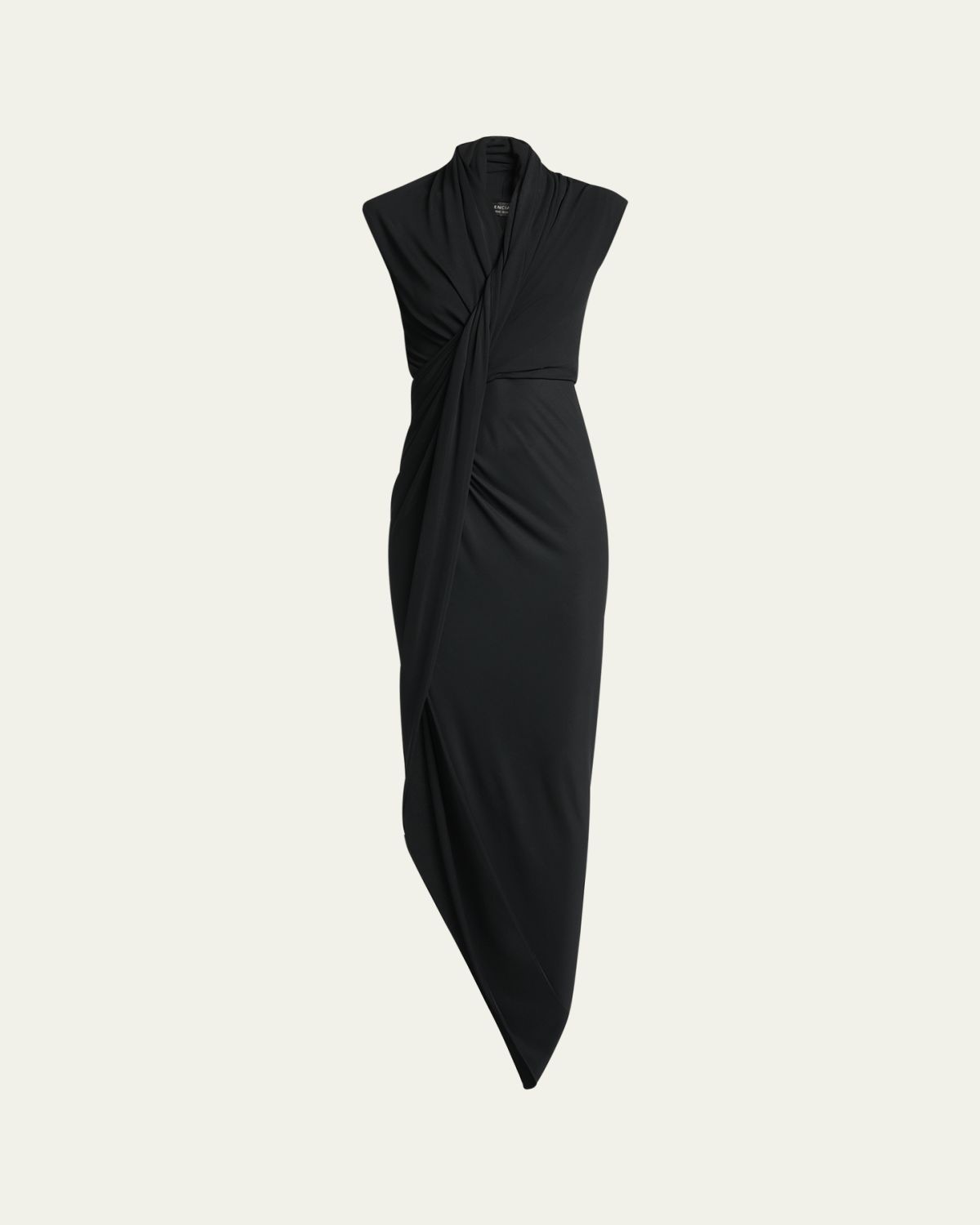 Balenciaga Draped Sleeveless Asymmetric Midi Dress