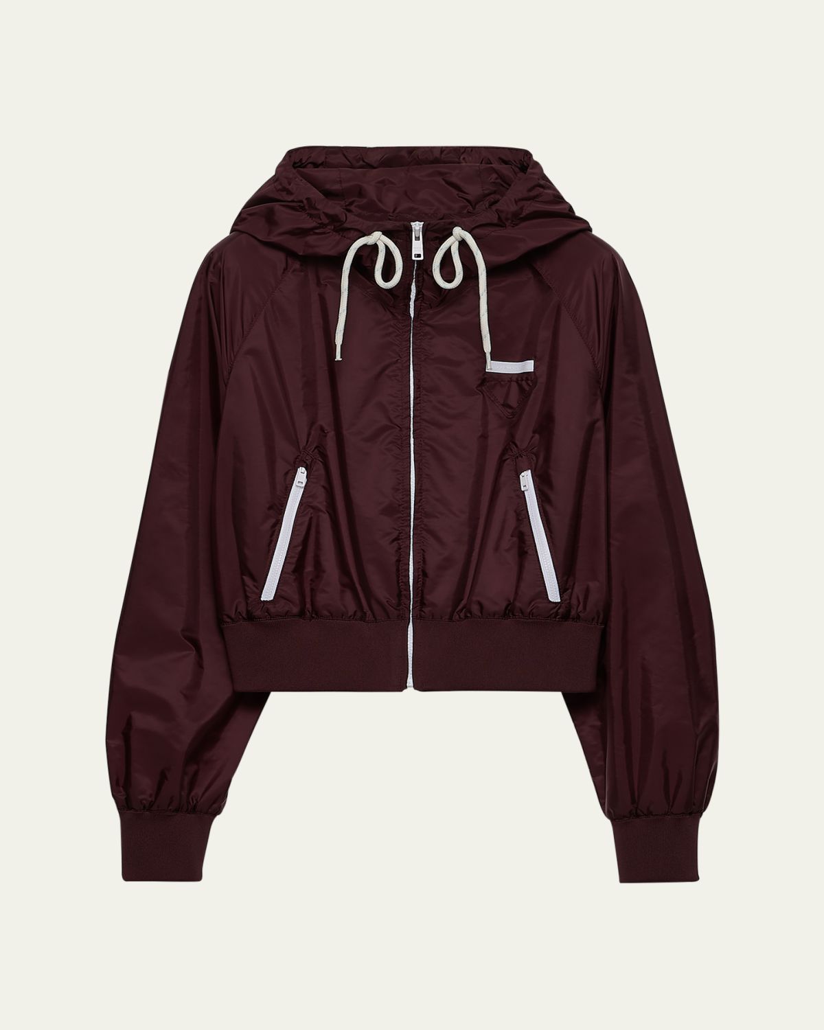Prada Hooded Drawstring Zip-Up Jacket - Women's Clothing