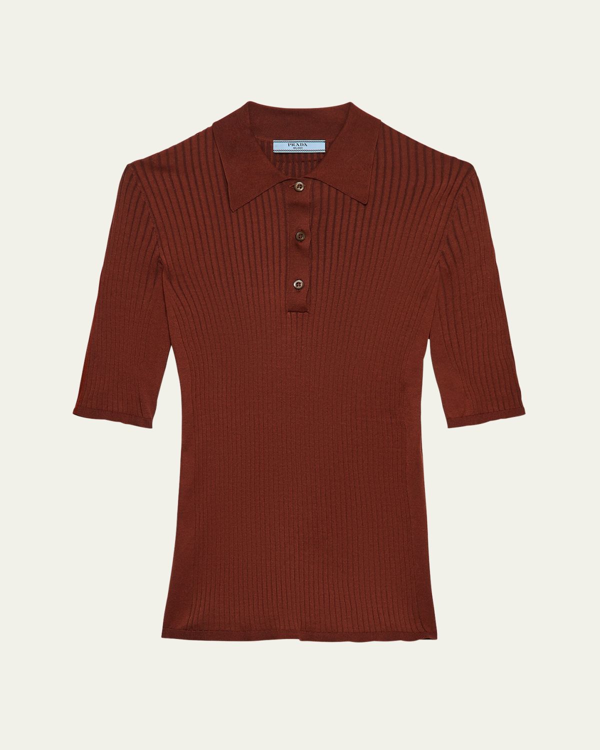 Prada Fitted Rib Knit Polo