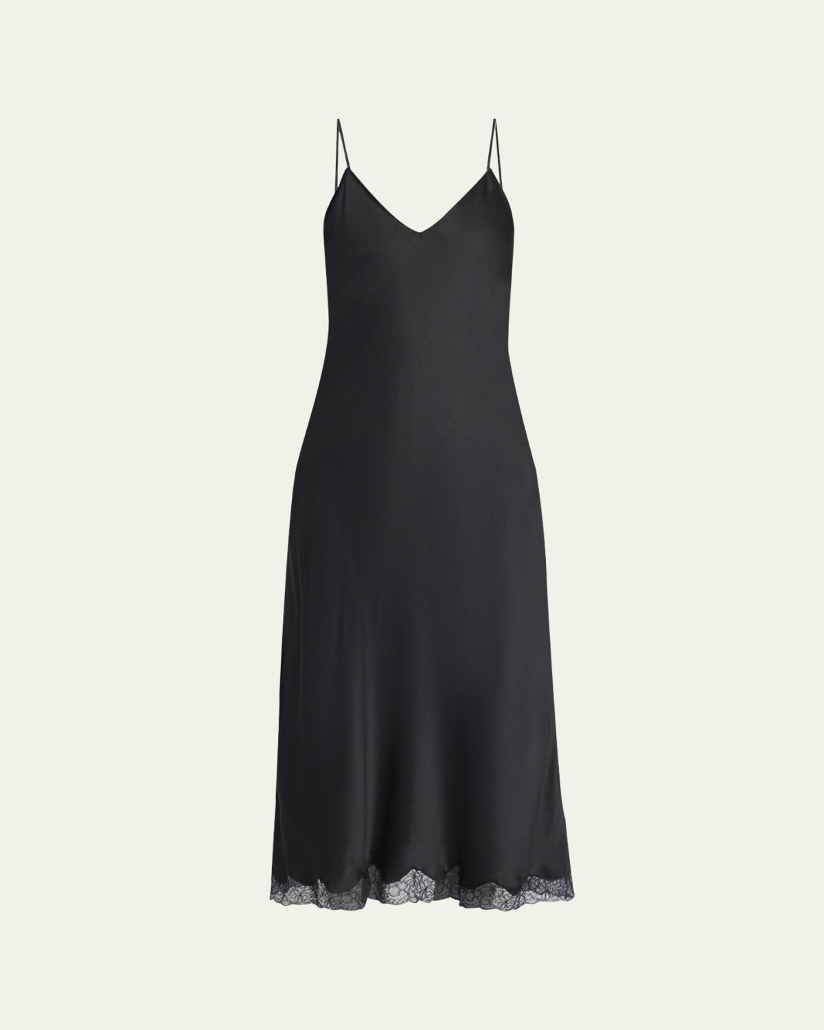 THE ROW Kolara Lace Hem Silk Midi Dress