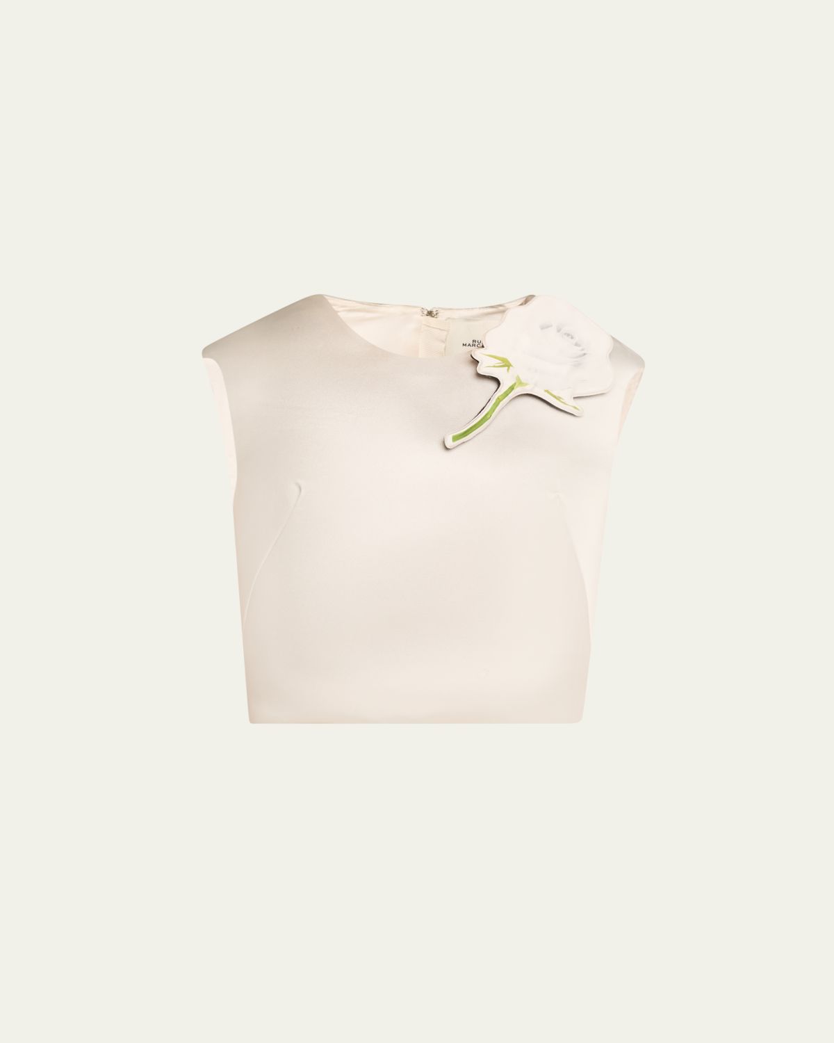 Marc Jacobs Runway Floral Brooch Cropped Silk Shell Top