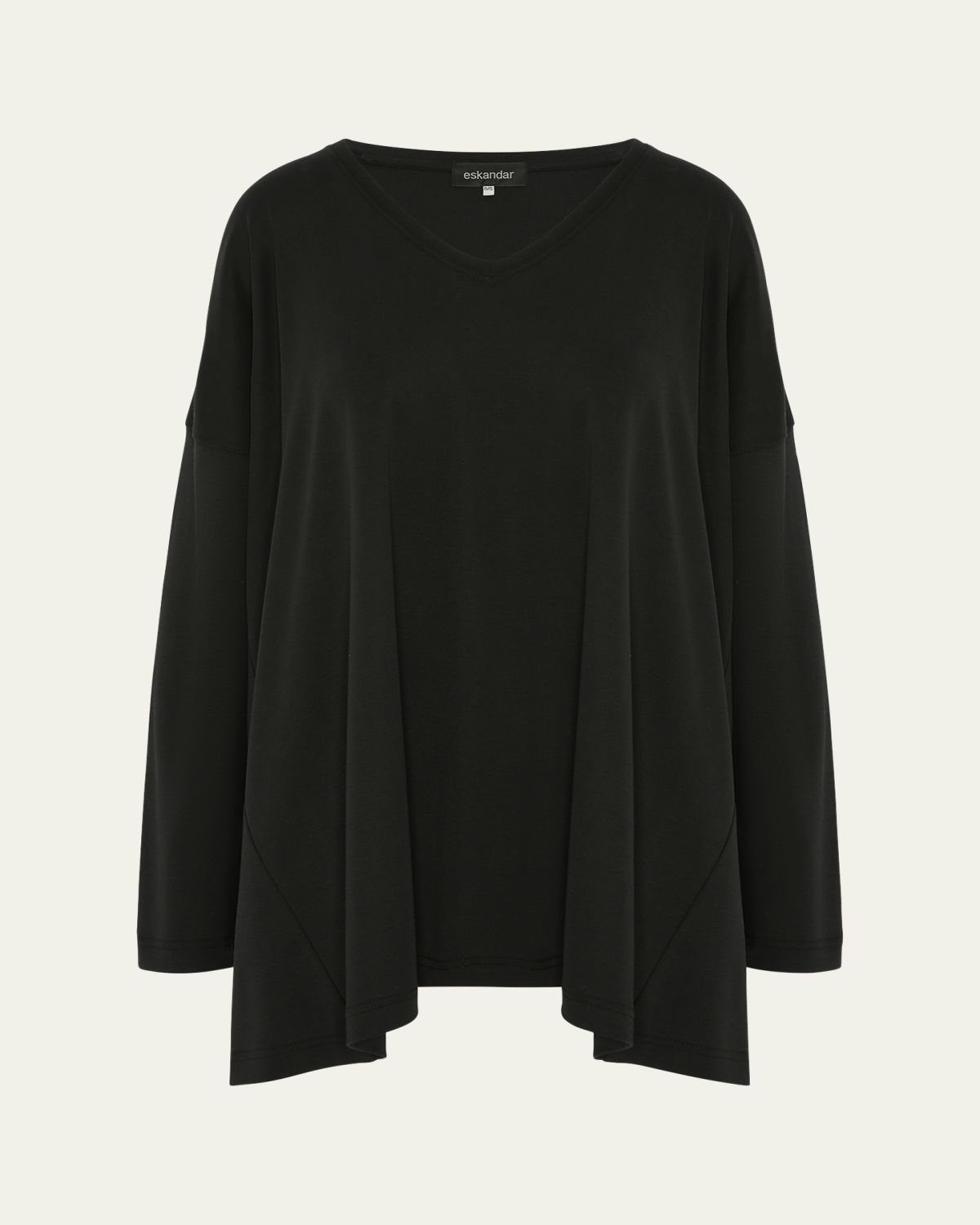 Eskandar Side-Paneled V-Neck T-Shirt (Long Length)