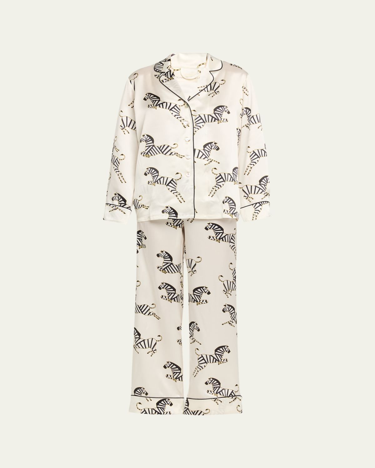 Olivia von Halle Lila Zebedee Zebra-Print Silk Pajama Set