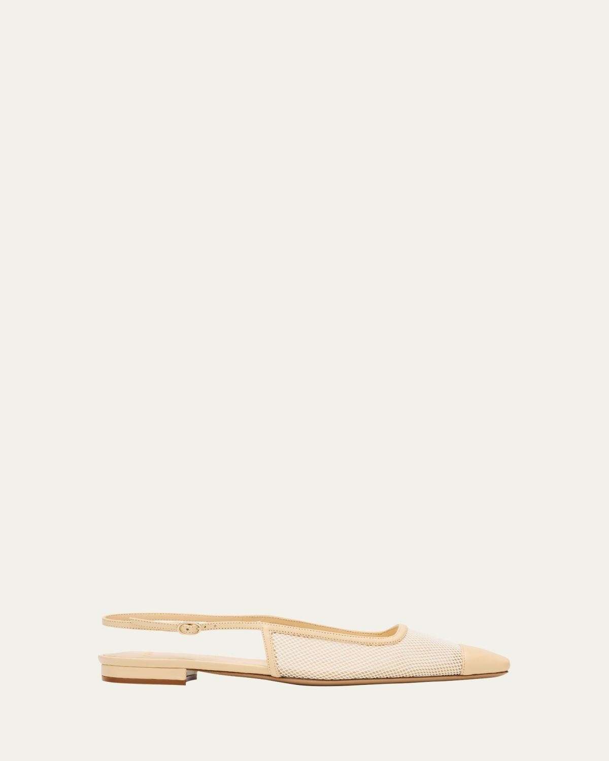 Alexandre Birman Olivia Mesh Leather Cap-Toe Slingback Ballerina Flats