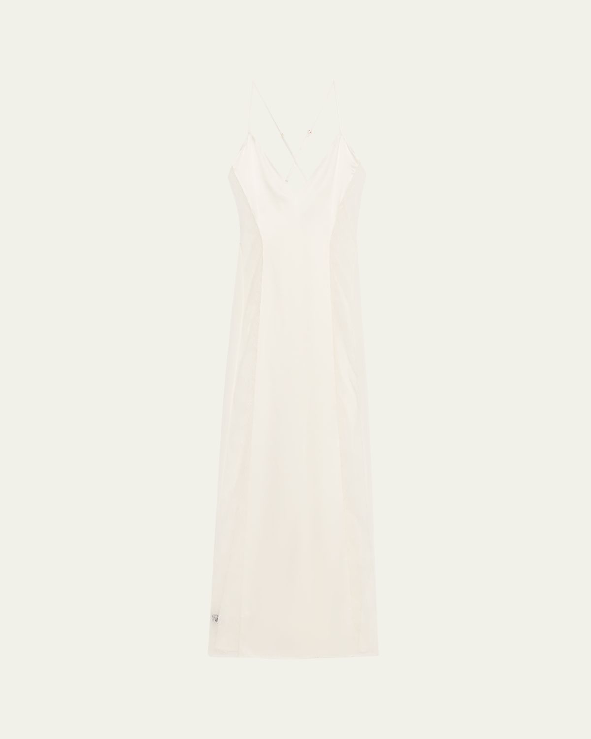 Livy Amy Lace-Inset Silk Satin Maxi Babydoll