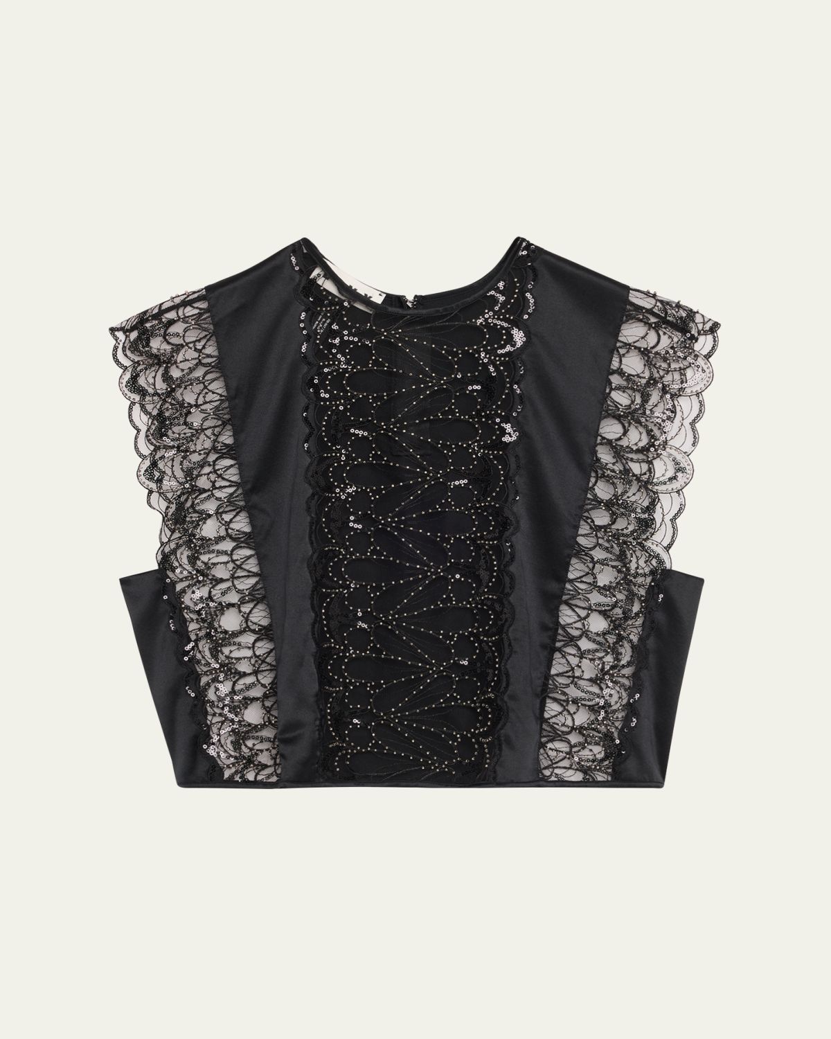 Livy Paradis Bead-Embroidered Sheer Top