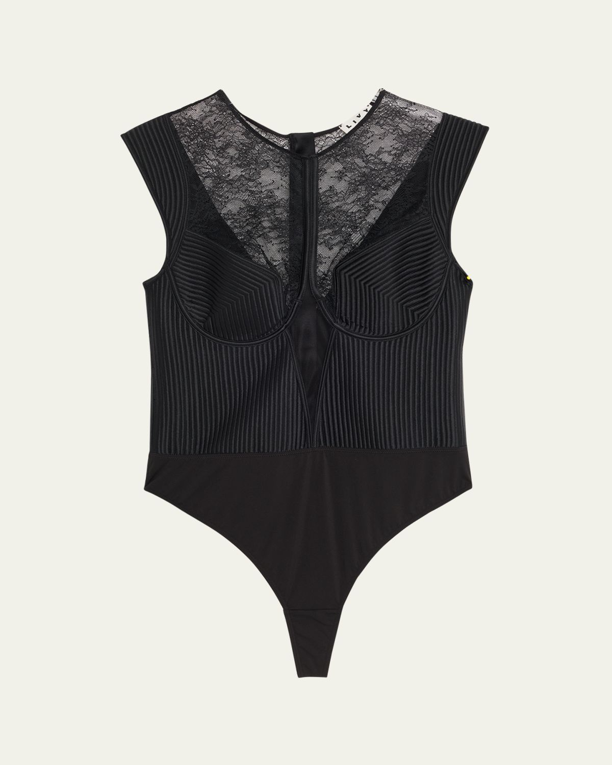 Livy Palace Quilted Satin & Floral Lace Bodysuit