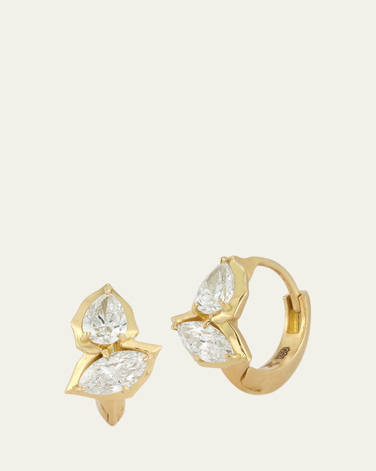 Jade Trau Poppy Huggie Earrings with Diamonds