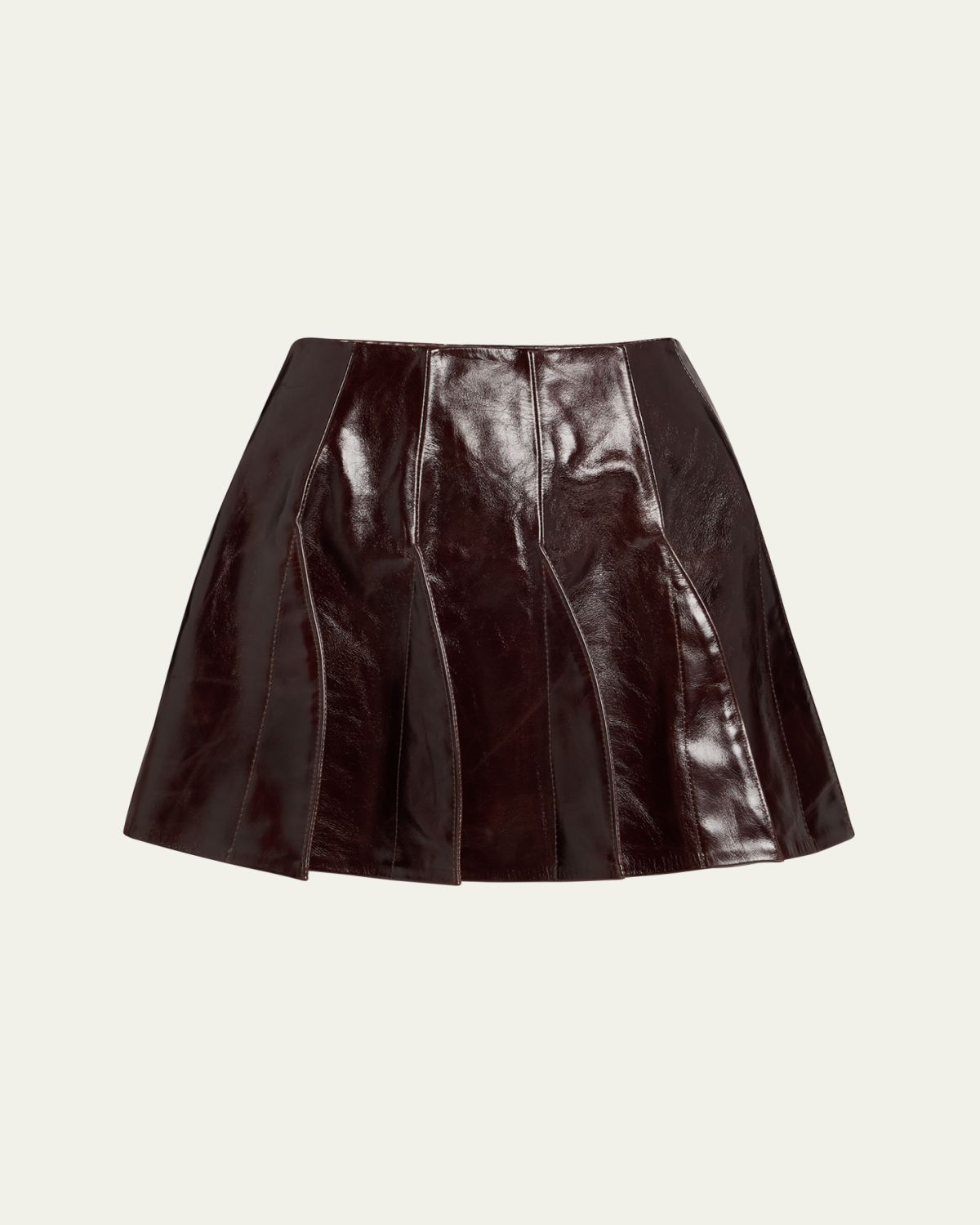 anOnlyChild Ellis Fit-and-Flare Mini Leather Skirt