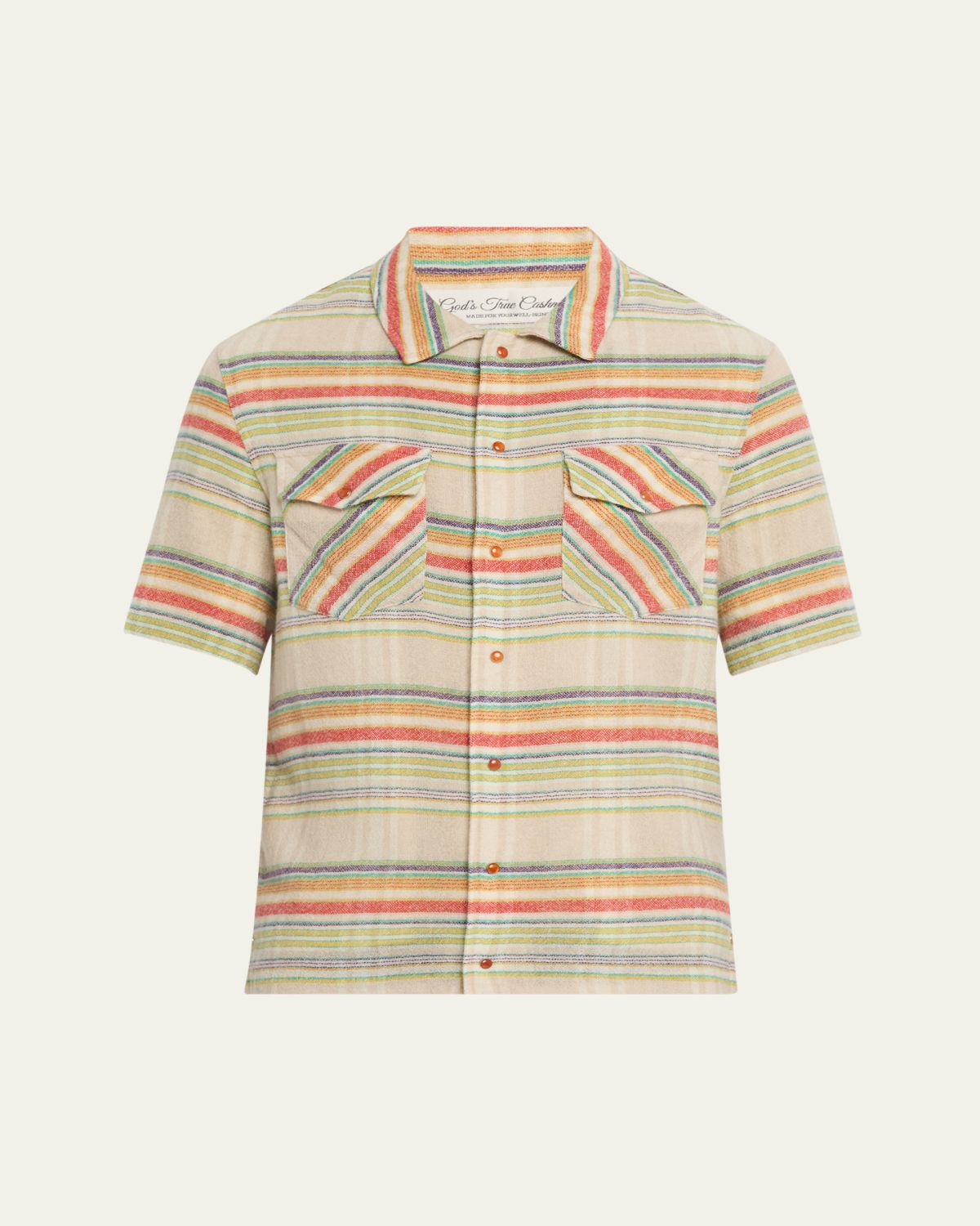 God's True Cashmere Men's Multi-Stripe Cashmere Gauze Sport Shirt