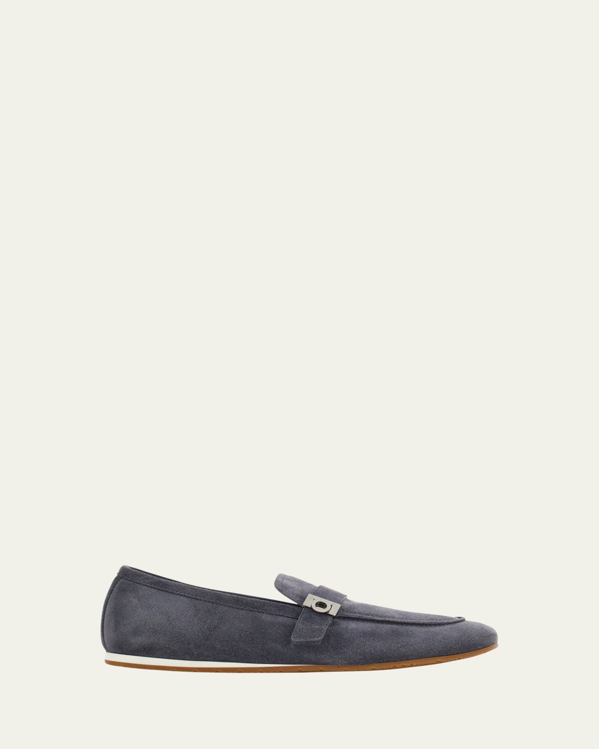 Ferragamo Men's Suede Hug Buckle Loafers