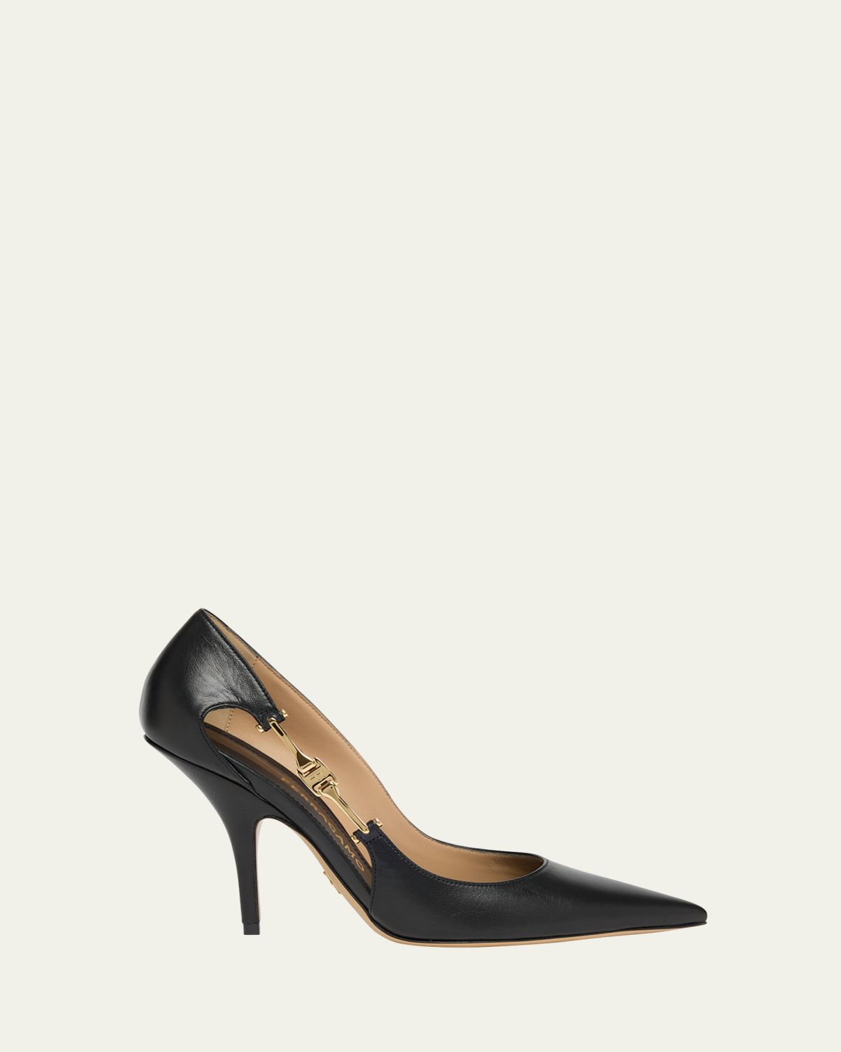 Ferragamo Tulip Leather Side Strap Pumps