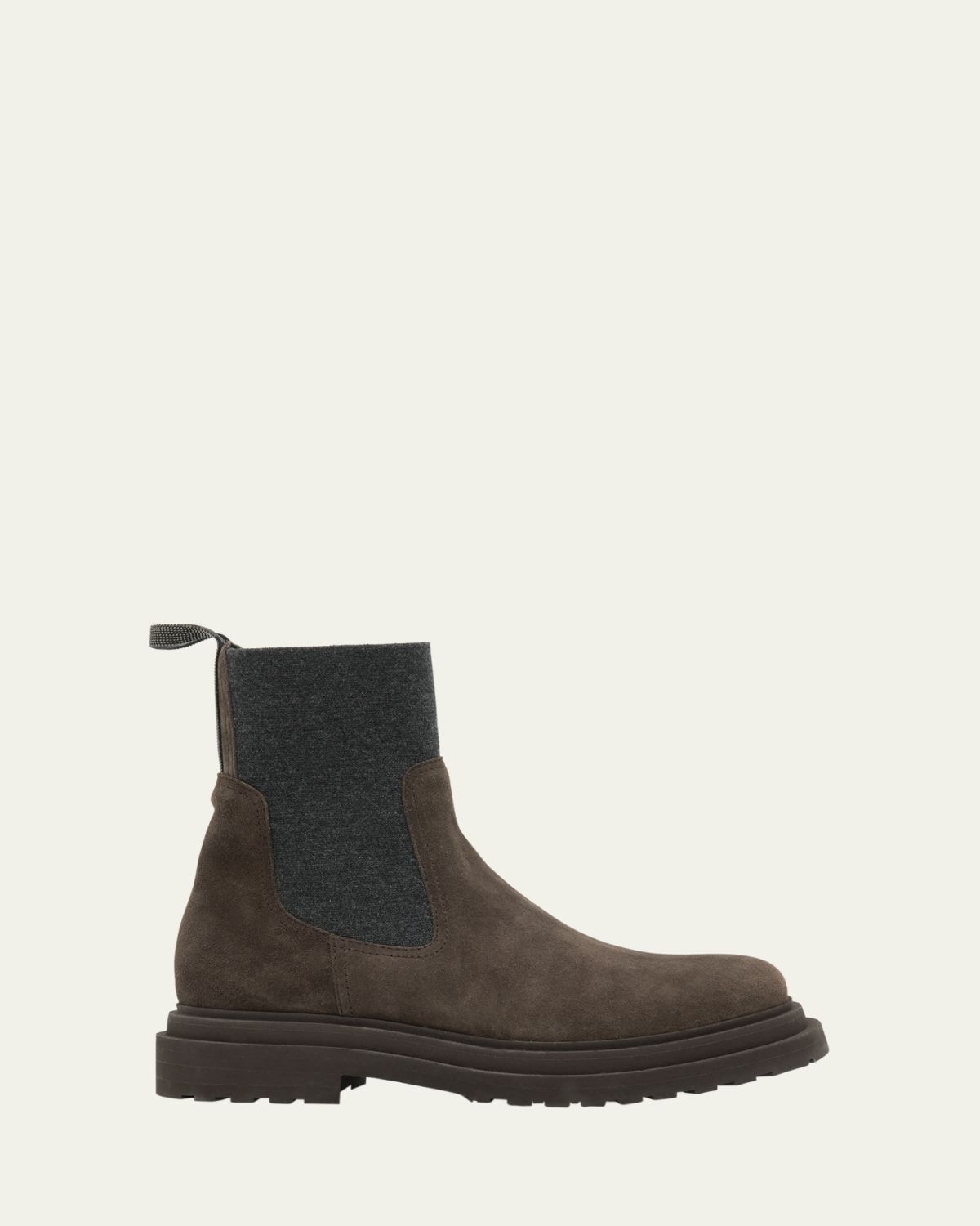Brunello Cucinelli Suede Wool Lug-Sole Chelsea Boots