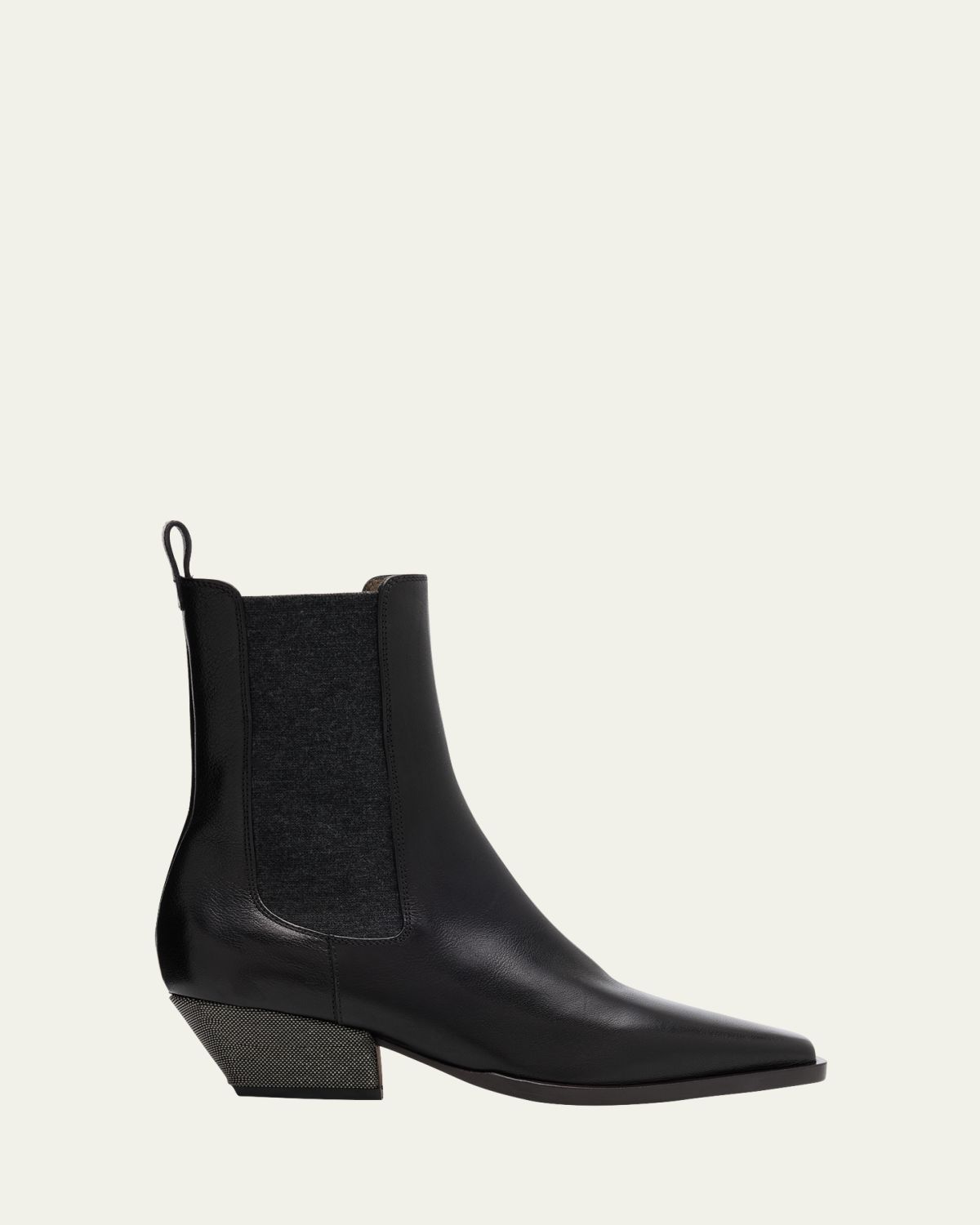 Brunello Cucinelli Leather Wool Western Chelsea Booties