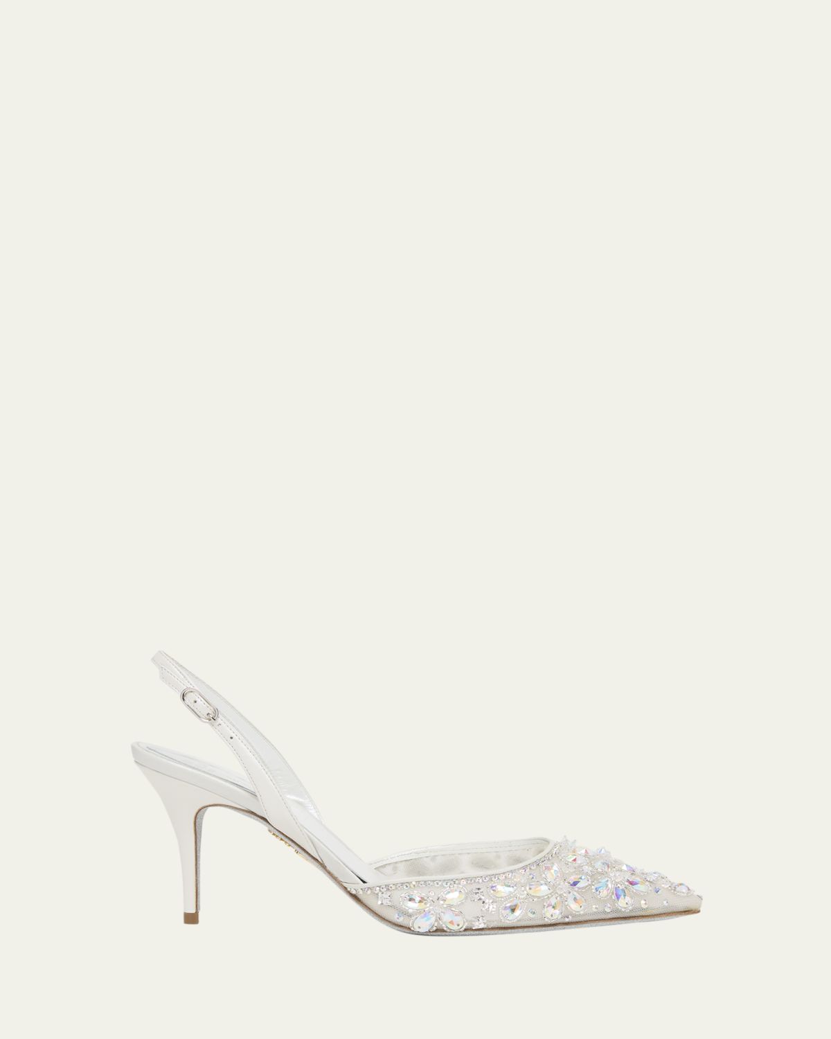 Rene Caovilla 80mm Embellished Mesh Slingback Pumps