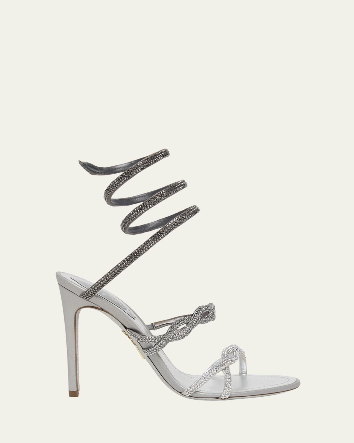 Rene Caovilla 105mm Crystal-Embellished Satin Snake-Wrap Sandals