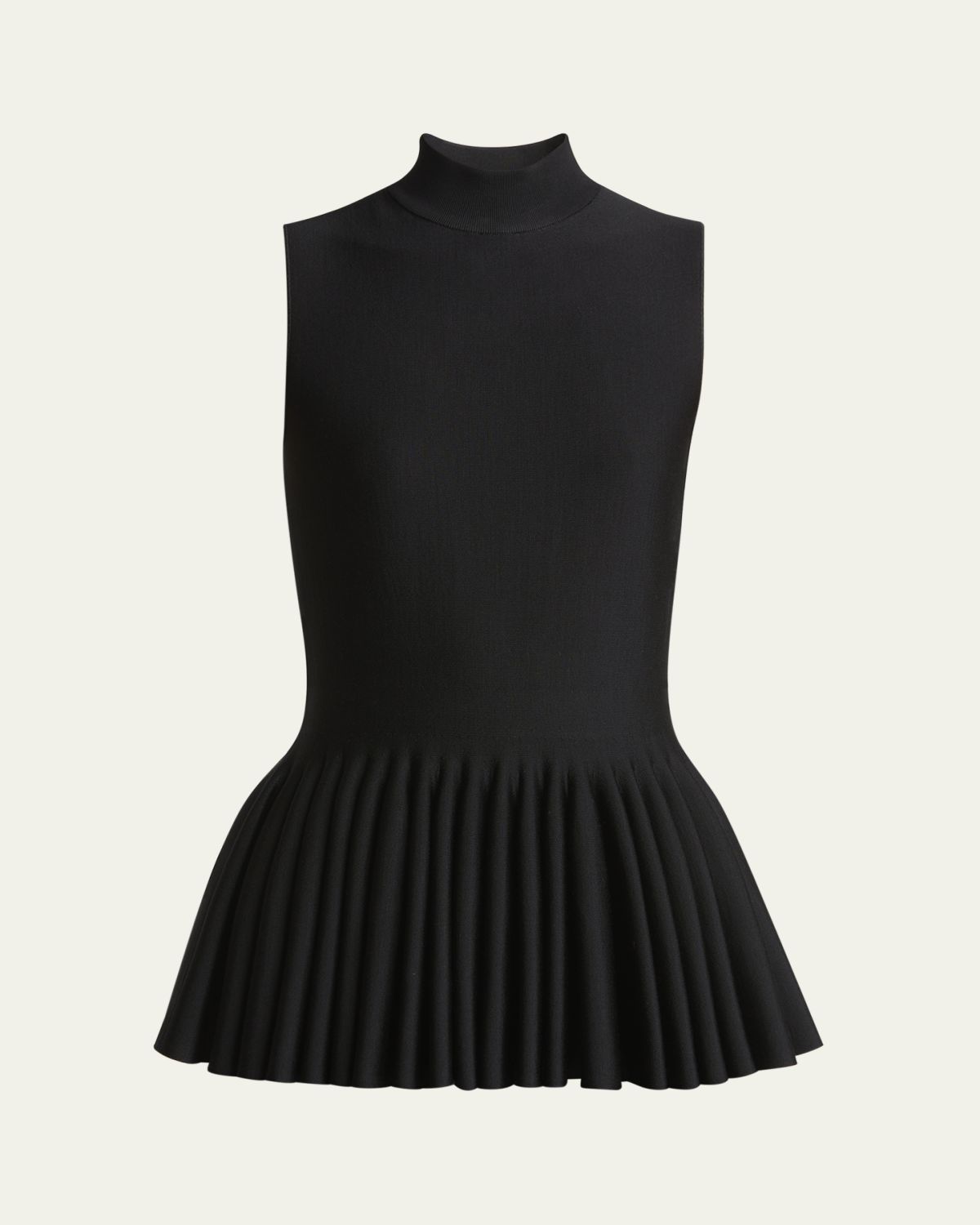 ALAIA High-Neck Pleated Peplum Top