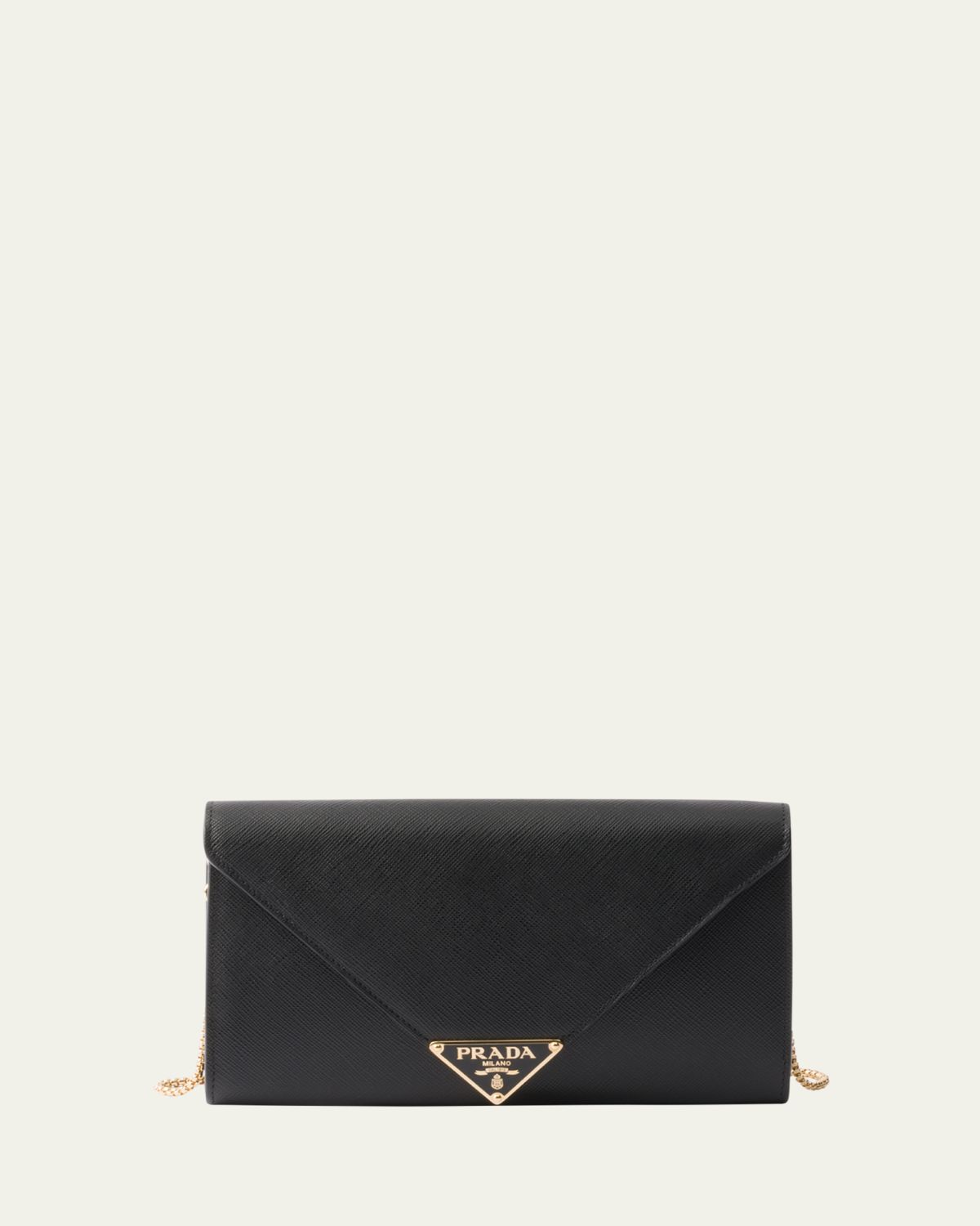 Prada Mini Envelope Flap Saffiano Leather Wallet on Chain