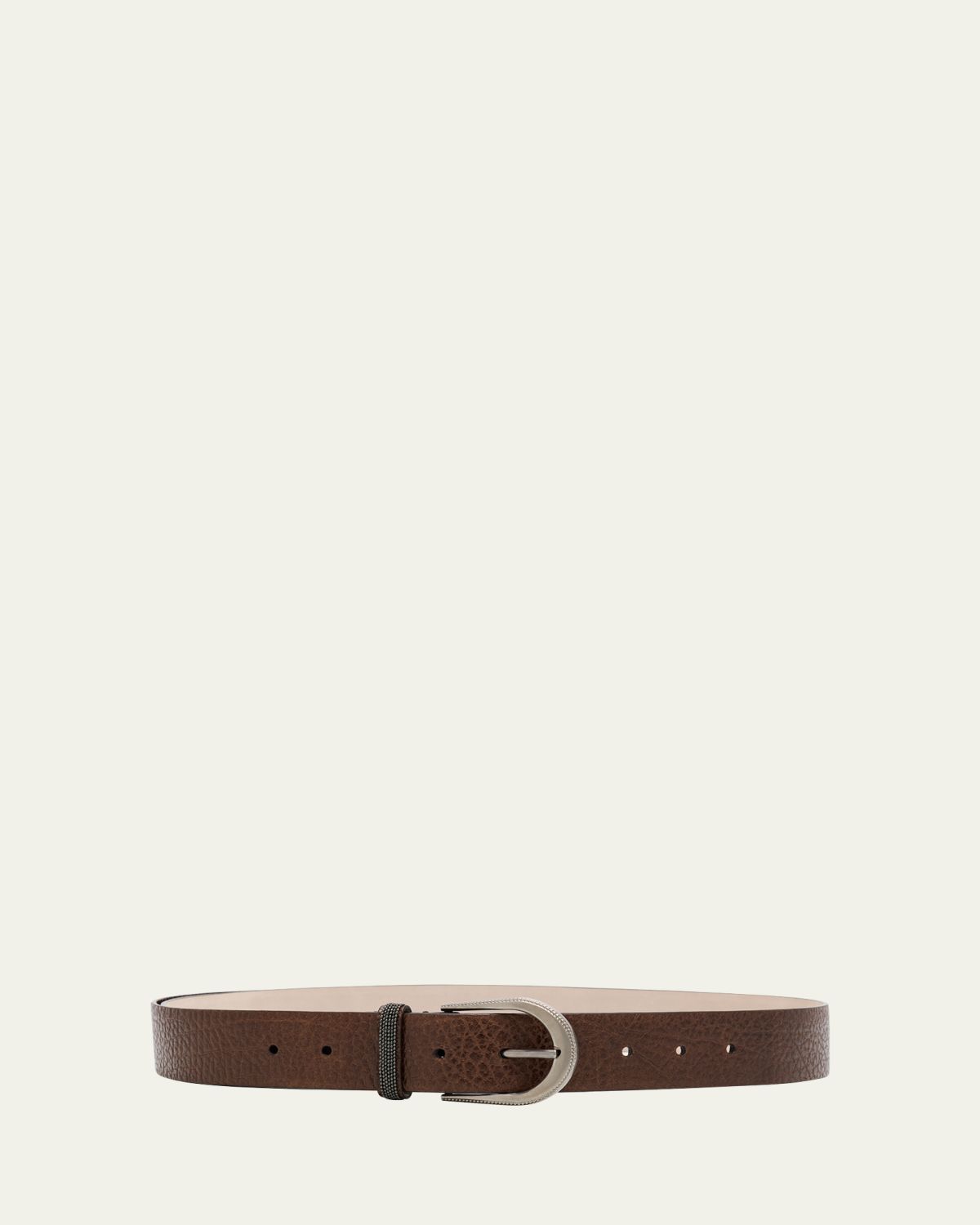 Brunello Cucinelli Calf Leather Belt W/ Brass Buckle