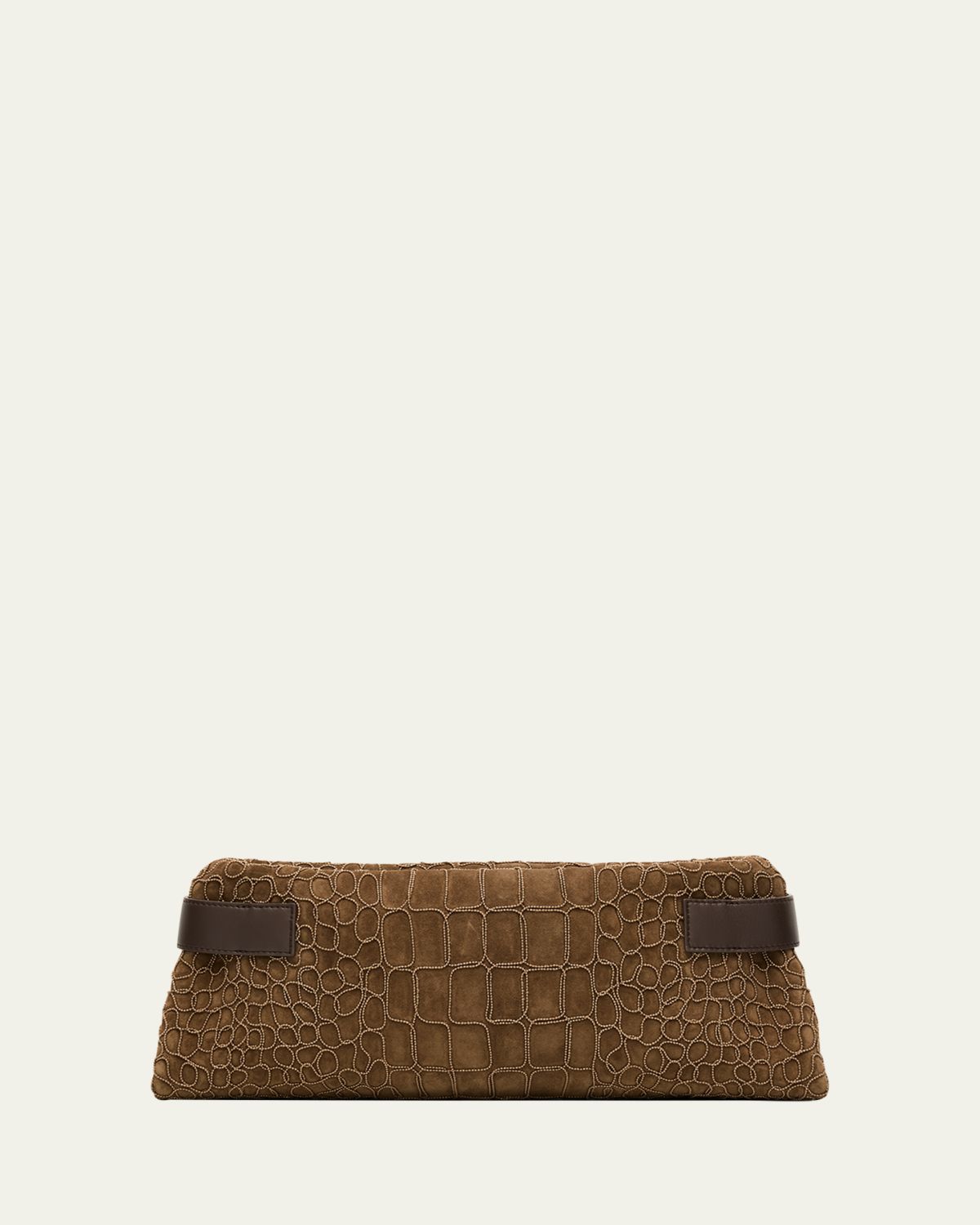 Brunello Cucinelli Essense Bead-Embroidered Suede Clutch Bag