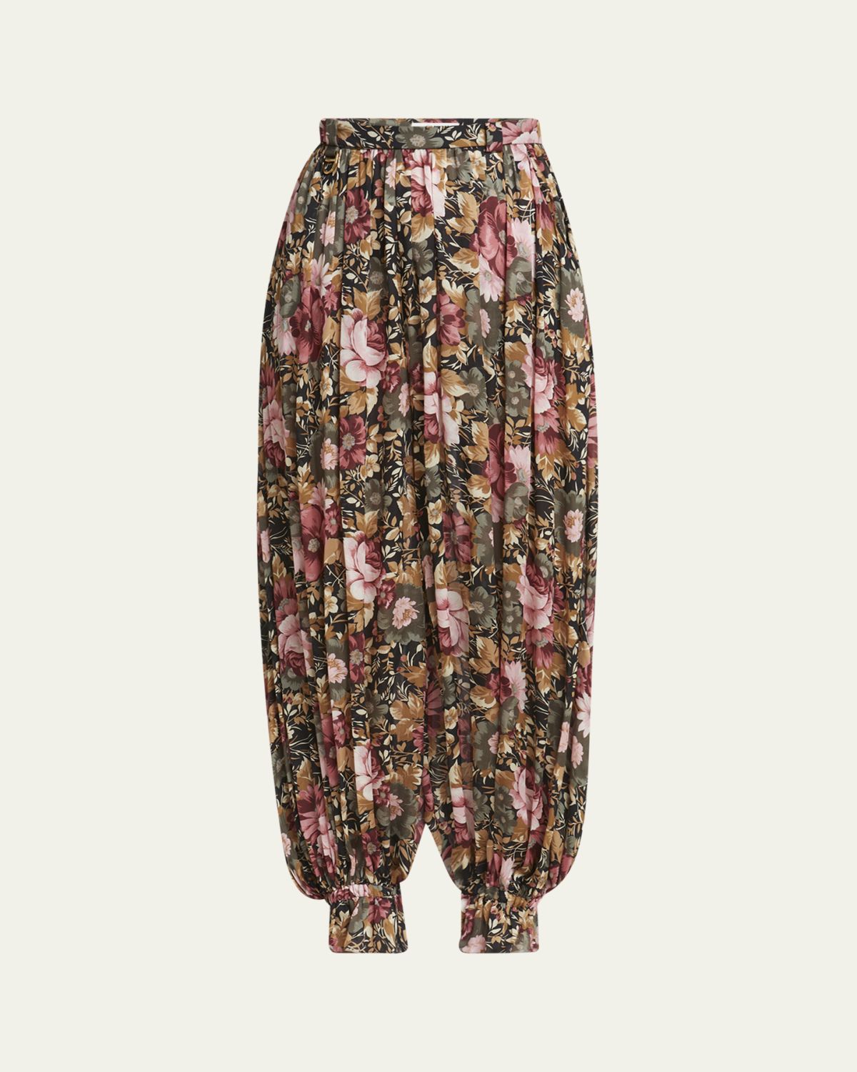 Chloe Floral Pleated Silk Pants