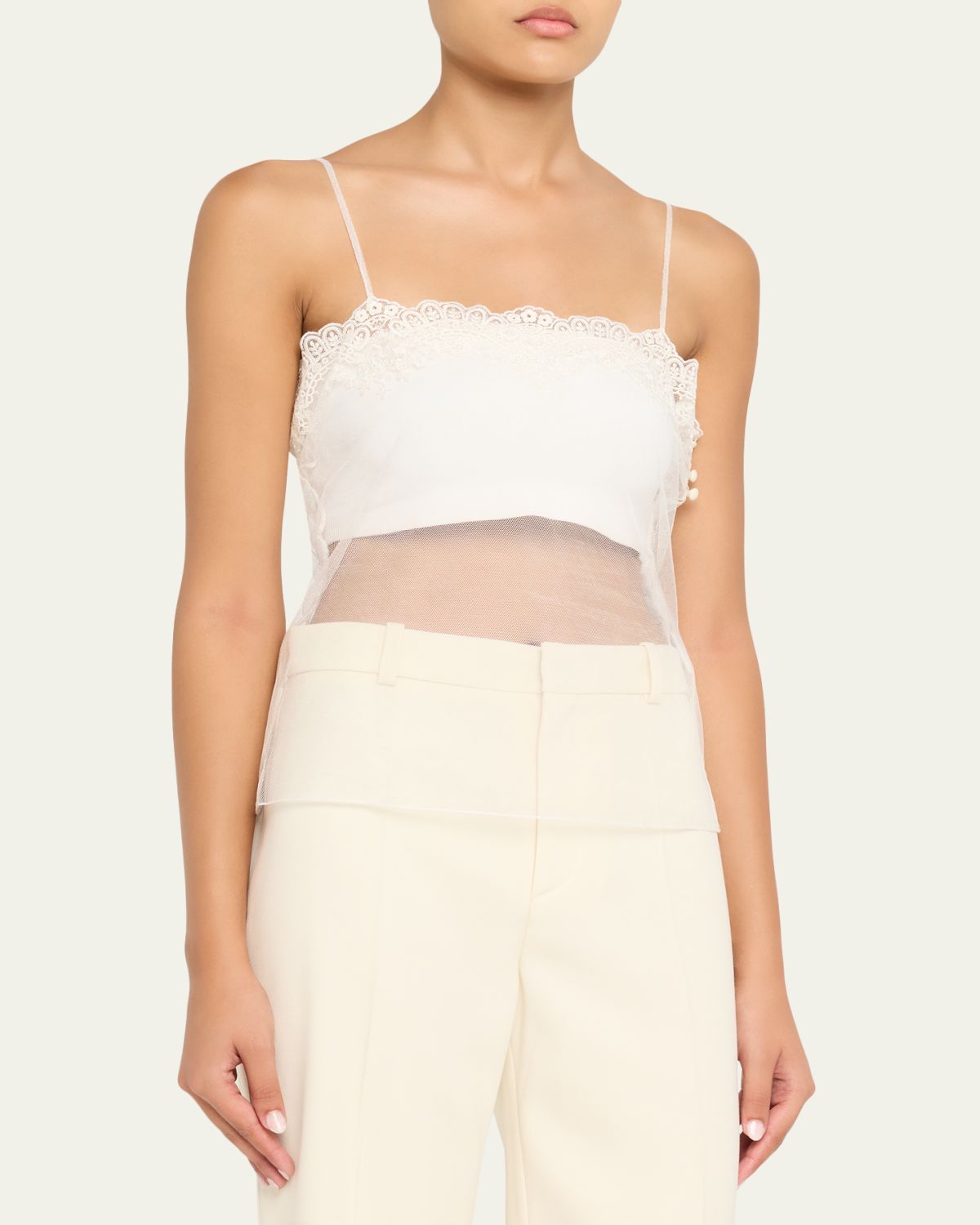 Chloe Fitted Lace Embroidered Tank Top | Thumbnail 4