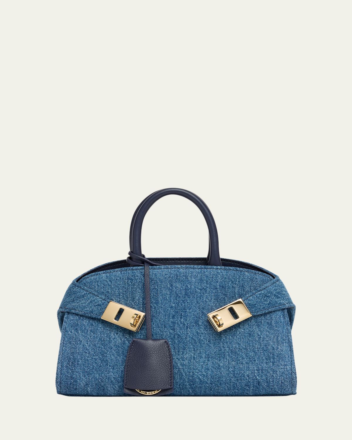 Ferragamo Hug Washed Denim Top-Handle Bag