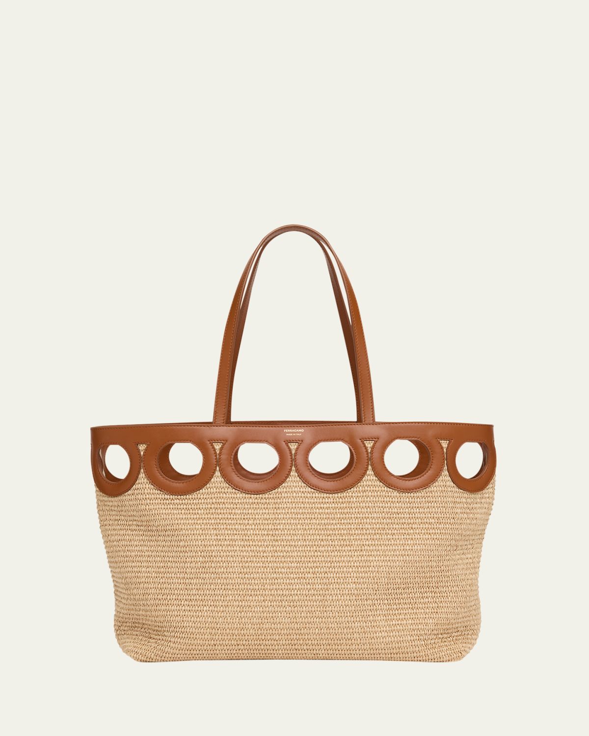 Ferragamo Gancini Frame Raffia Tote Bag