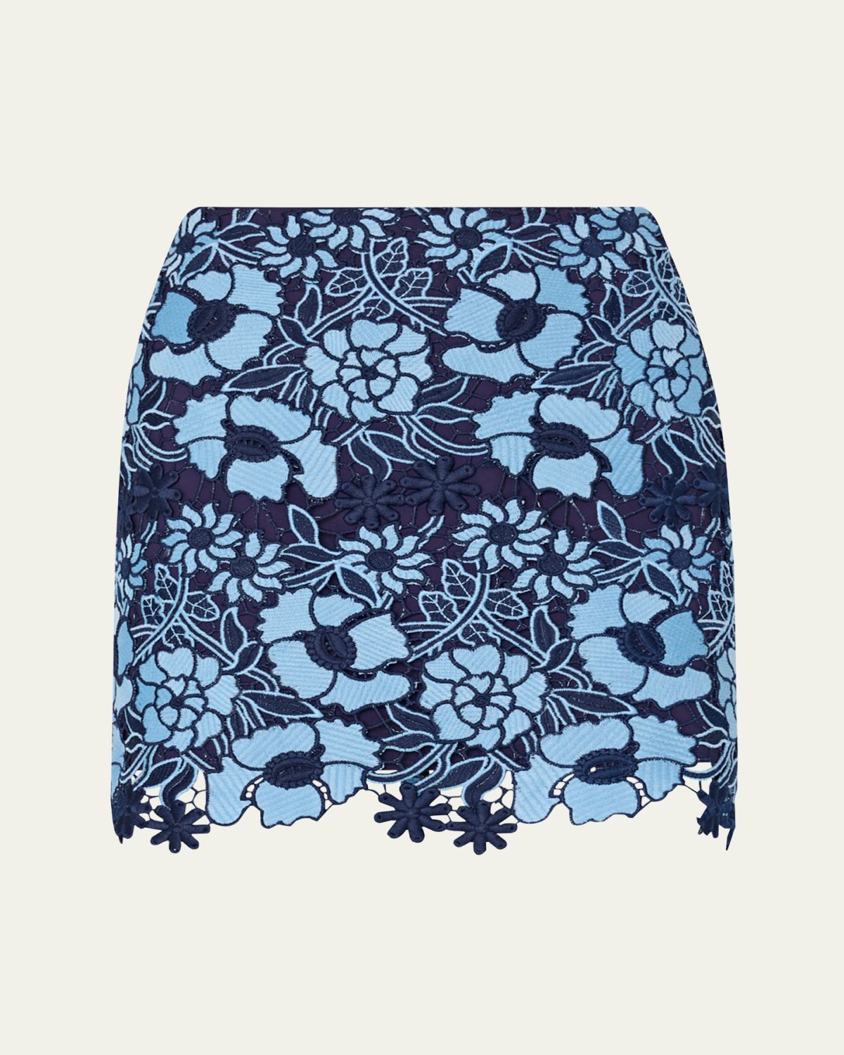 Milly Two-Tone Floral Lace Mini Skirt