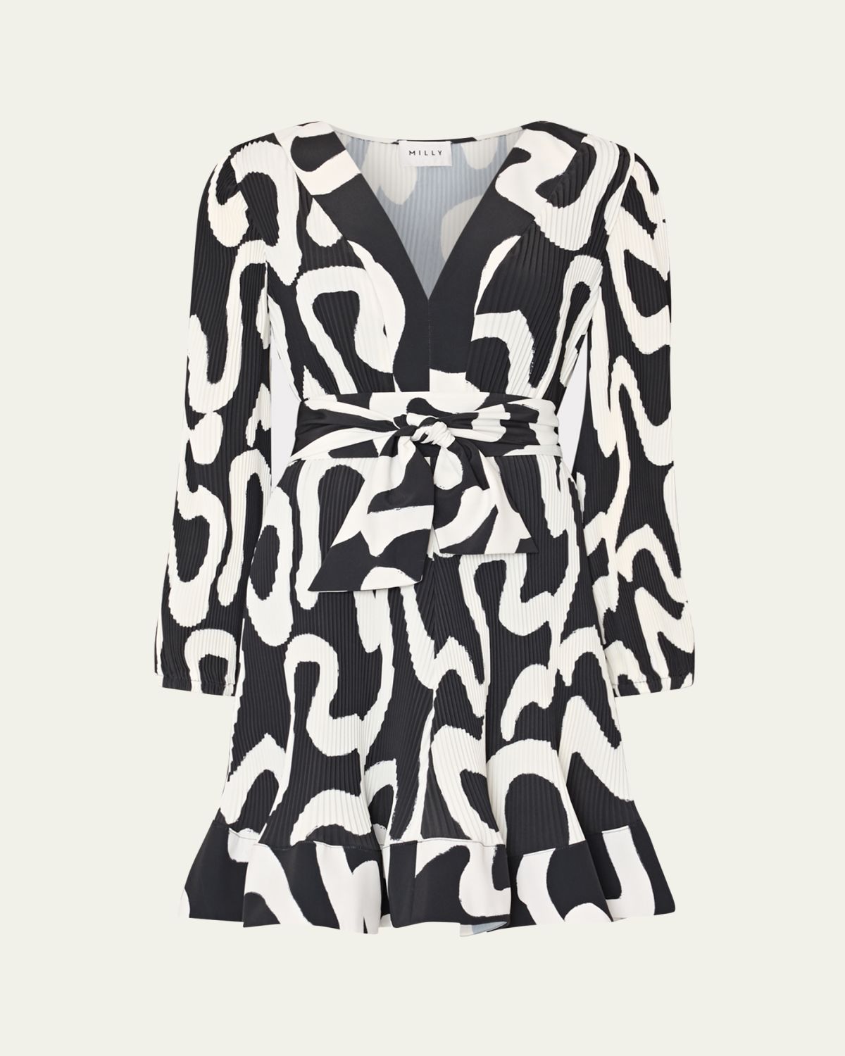 Milly Liv Pleated Ink Swirl Mini Dress
