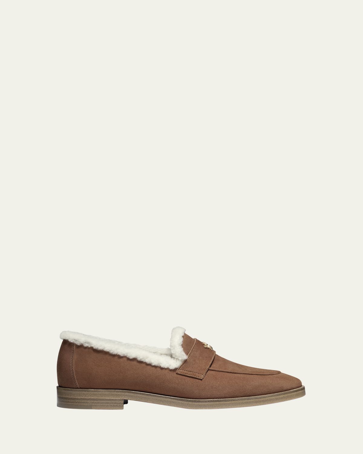 Bougeotte Flaneur Lofty Shearling-Lined Suede Penny Loafers