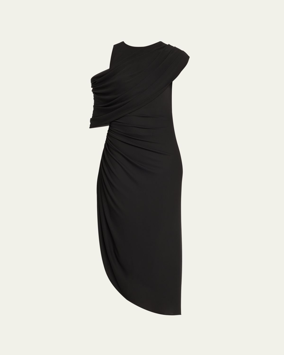 Halston Gabrielle Draped Matte Jersey Midi Dress