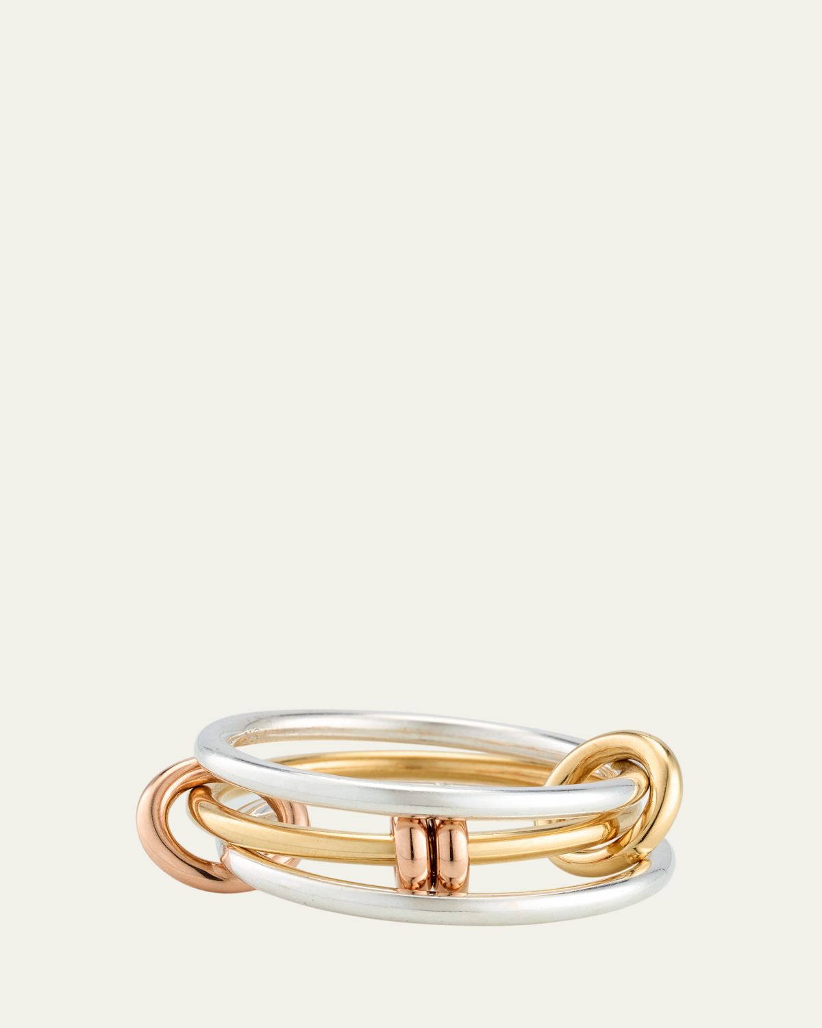 Spinelli Kilcollin Acacia MX Three Link Ring in Sterling Silver and Mixed Gold Connectors