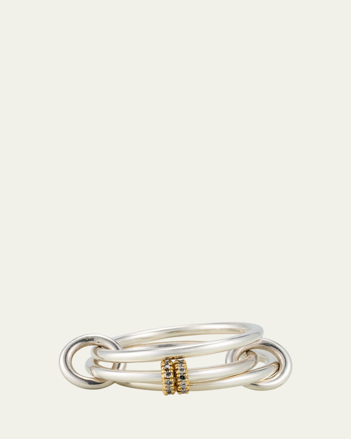 Spinelli Kilcollin Acacia SG Gris Three Link Ring in Sterling Silver and 1K Gold with Grey Diamonds