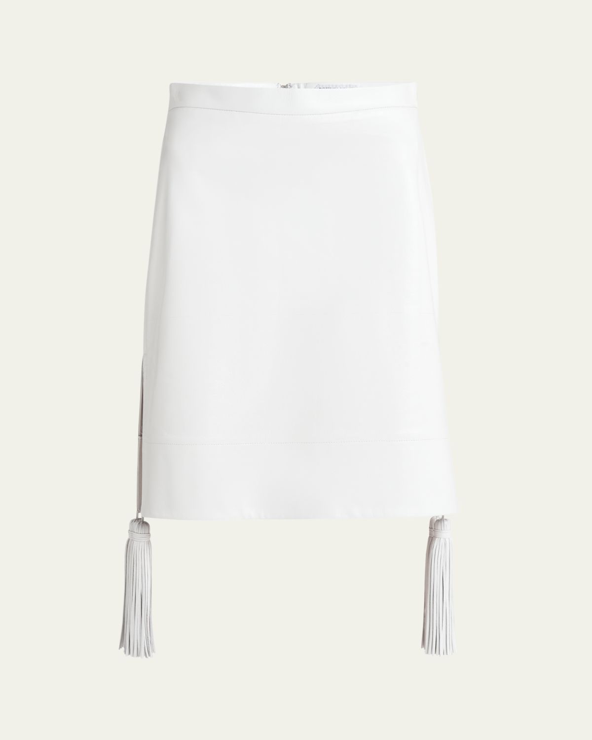 Bottega Veneta Shiny Leather Skirt with Tassels