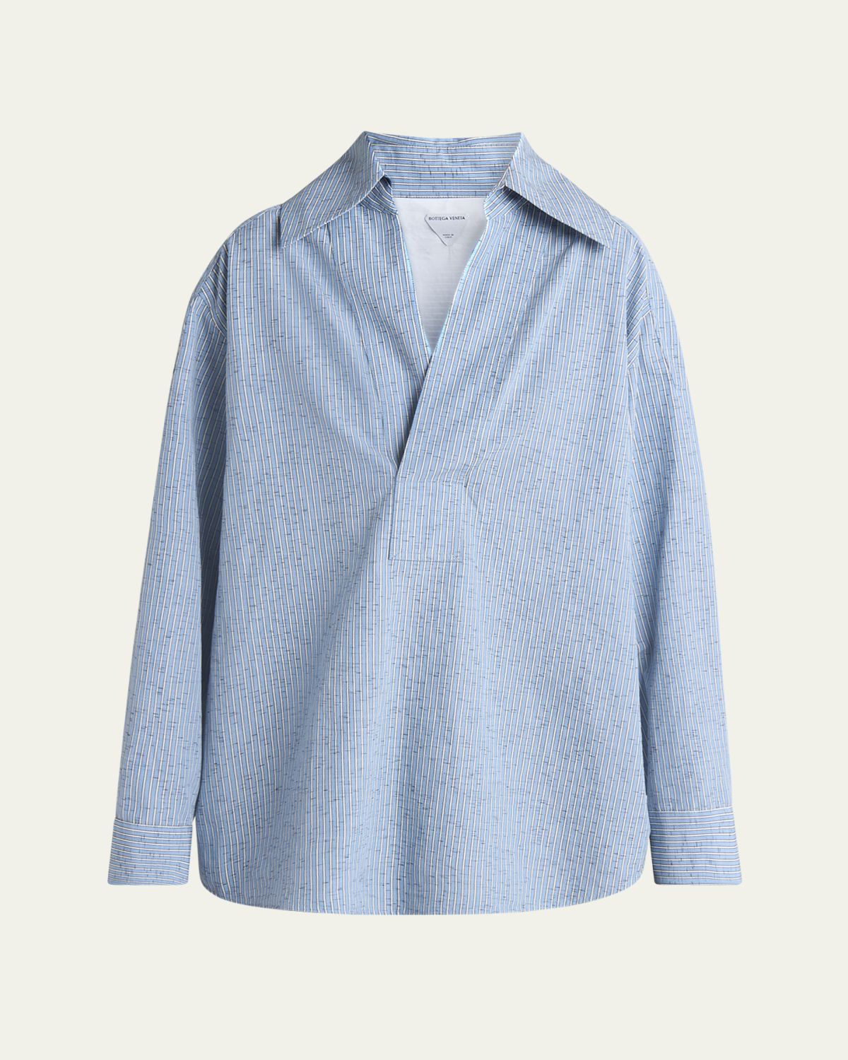 Bottega Veneta Stripe Irregular Cotton Linen Shirt