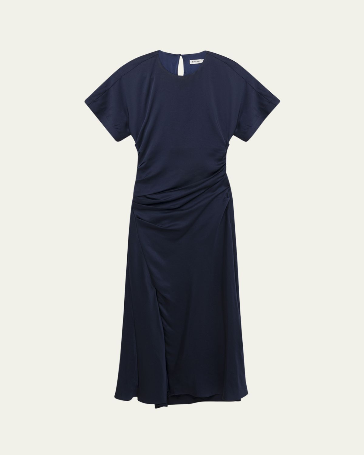 SIMKHAI Marabella Draped Short-Sleeve Midi Dress