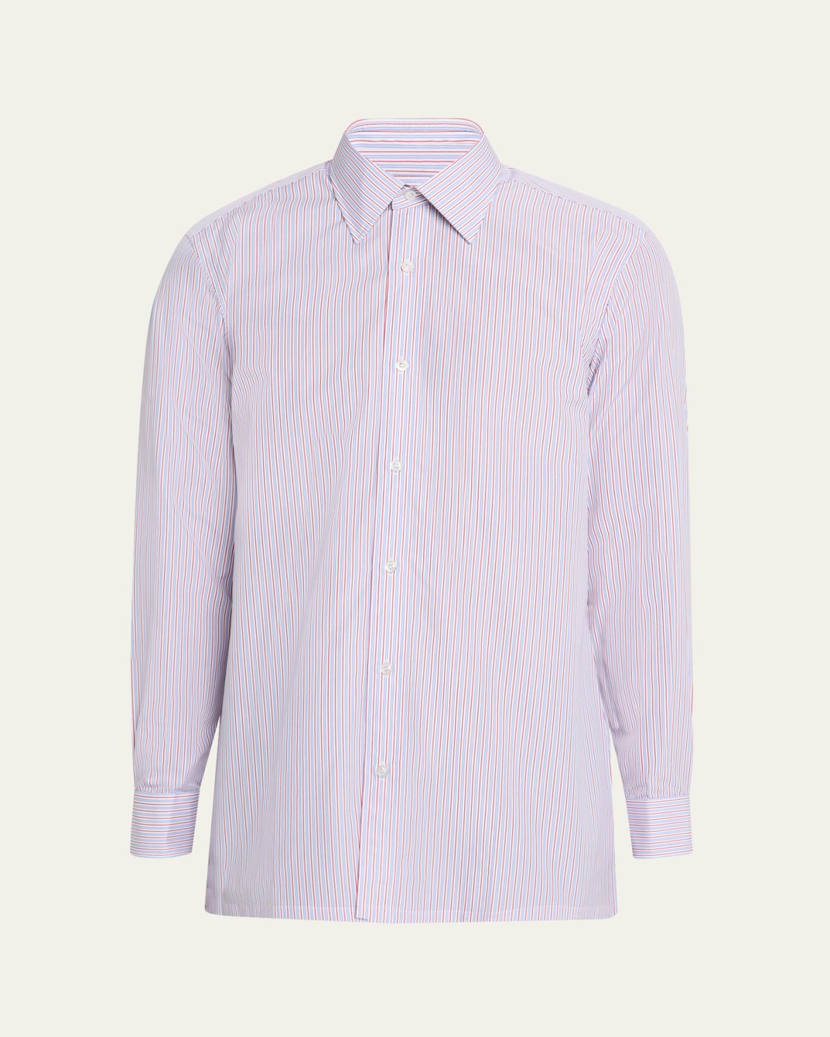 Charvet Men's Cotton Stripe Point-Collar Dress Shirt