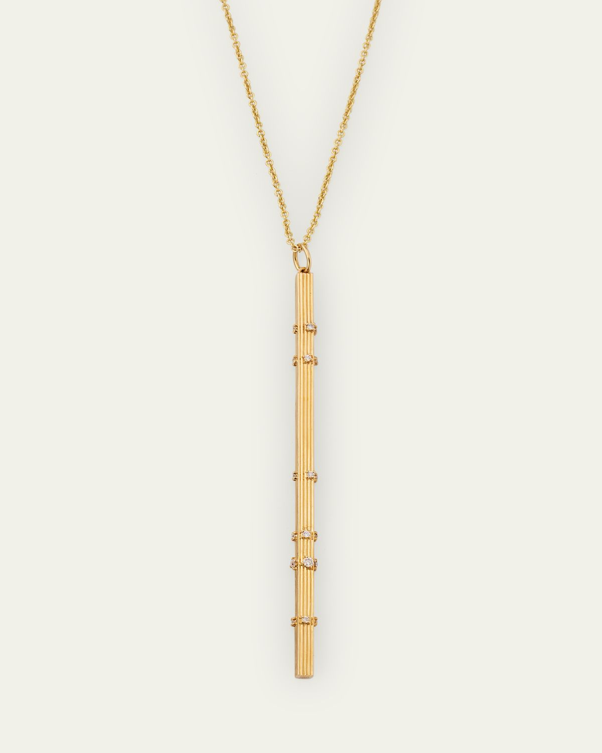 Sydney Evan 14K Yellow Gold Fluted Bar Charm with Diamonds