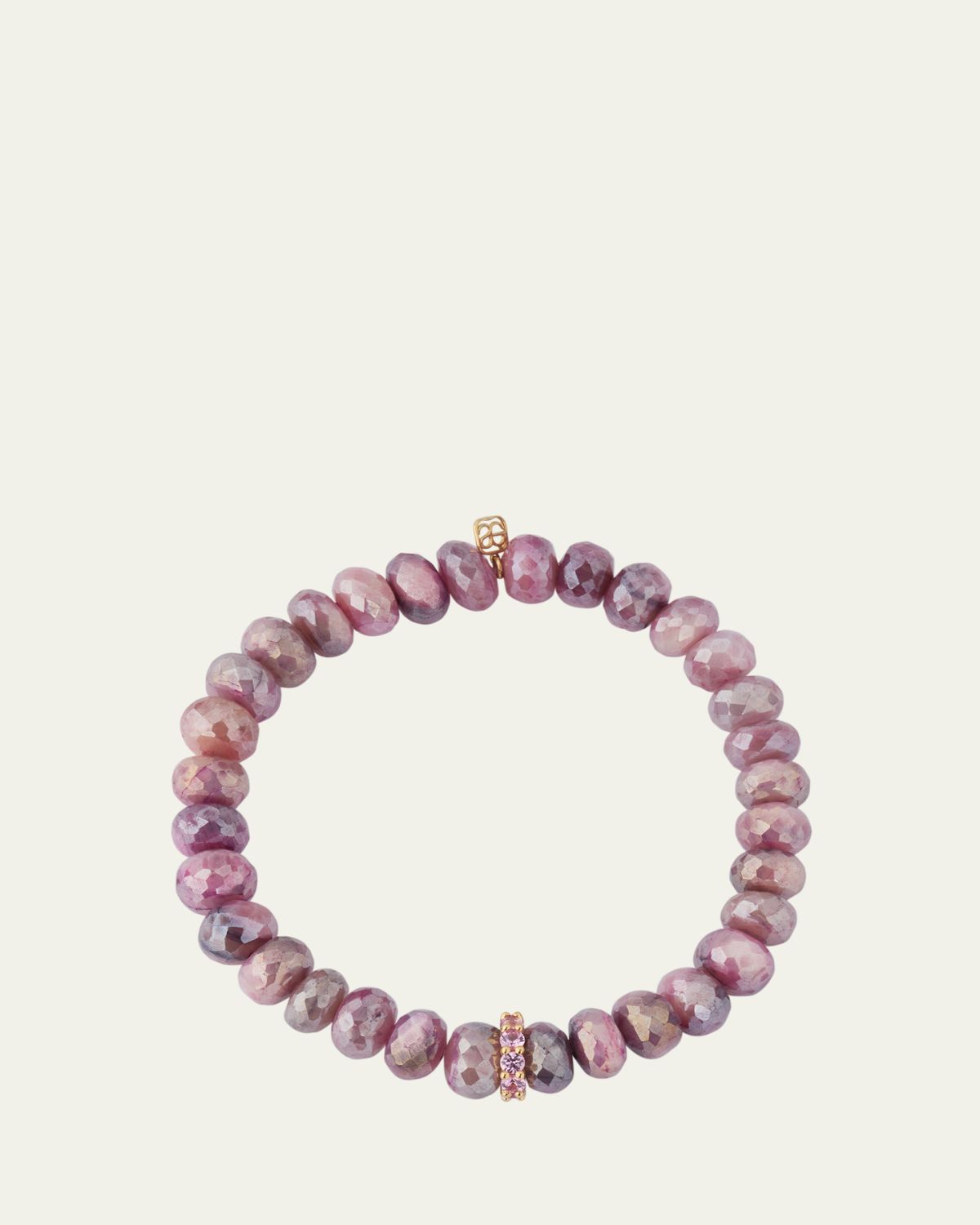 Sydney Evan Light Mystic Red Moonstone Bead Bracelet with Pink Sapphire Rondelle