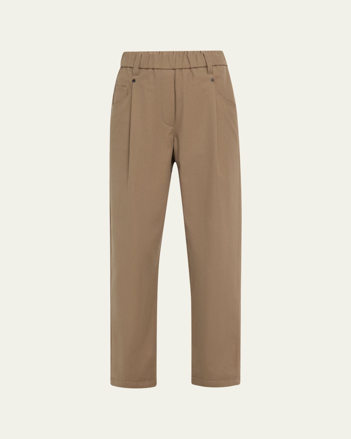 Brunello Cucinelli Cotton Twill Straight-Leg Ankle Pull-On Pants | Thumbnail 6