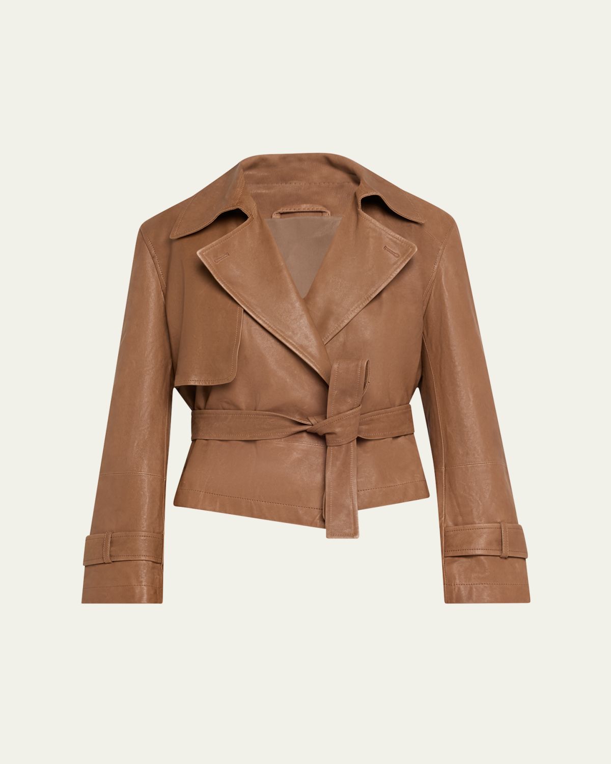 Brunello Cucinelli Vintage Napa Leather Cropped Trench