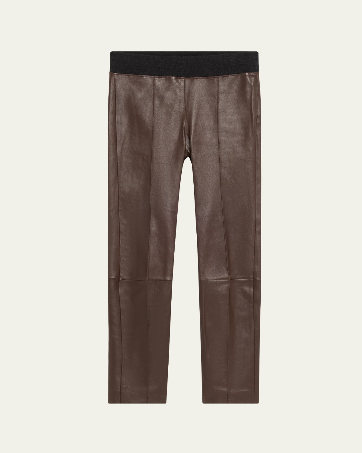 Brunello Cucinelli Leather Stretch Front Seam Leggings | Thumbnail 6