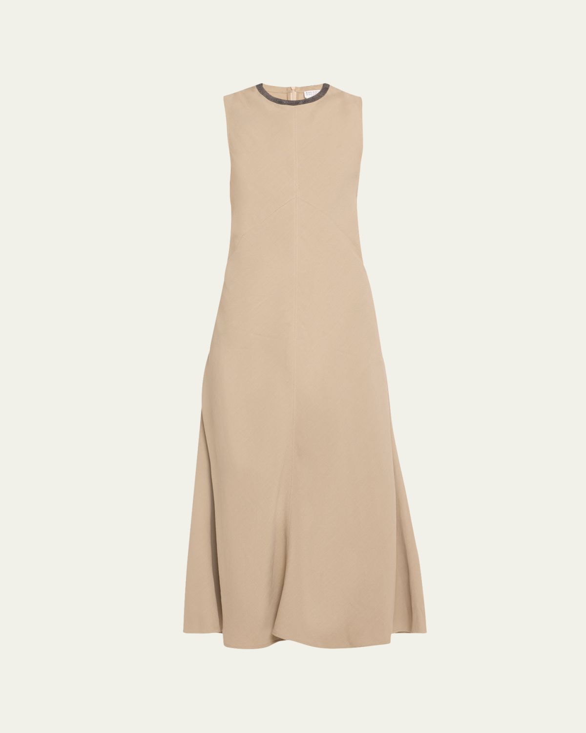 Brunello Cucinelli Monili Neckline Linen Twill Dress