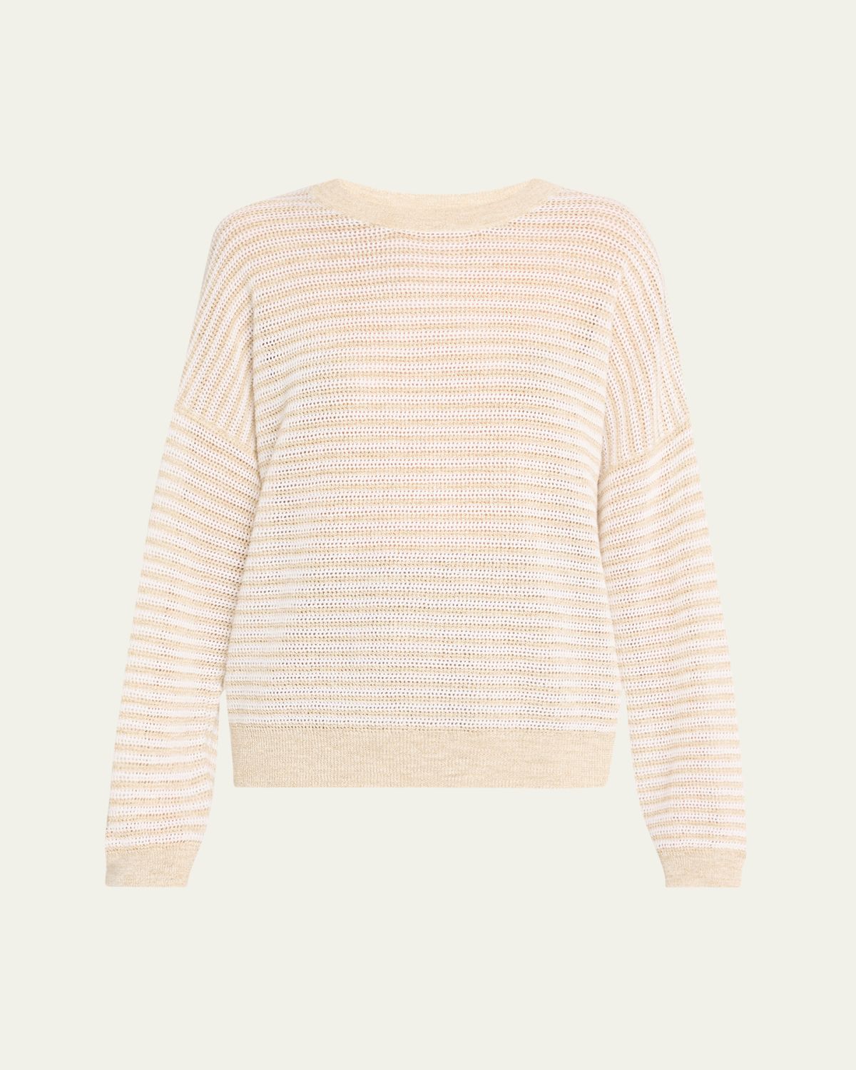 Brunello Cucinelli Lurex Summer Stripe Linen Sweater