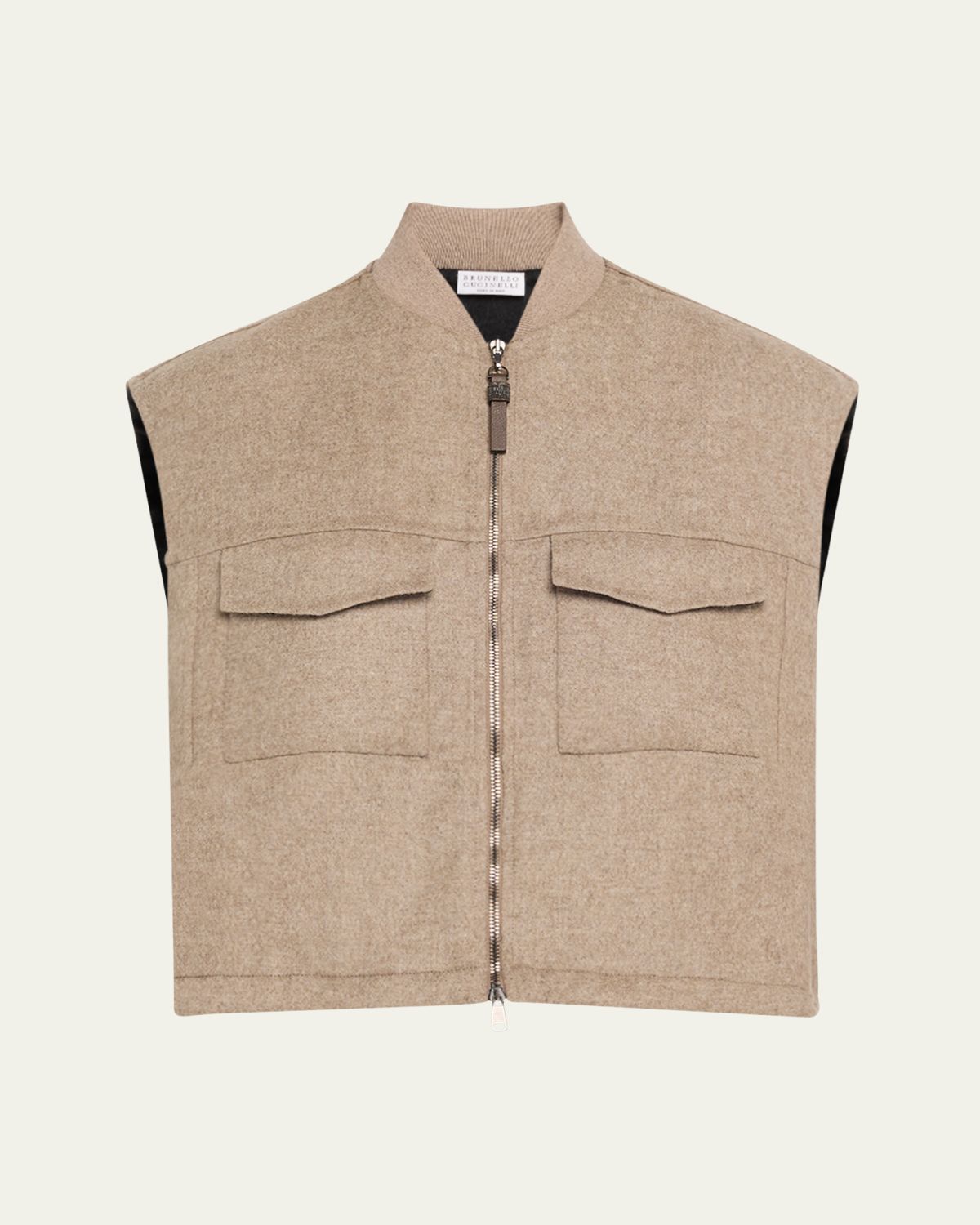 Brunello Cucinelli Zip-Up Fluid Double Face Wool Vest