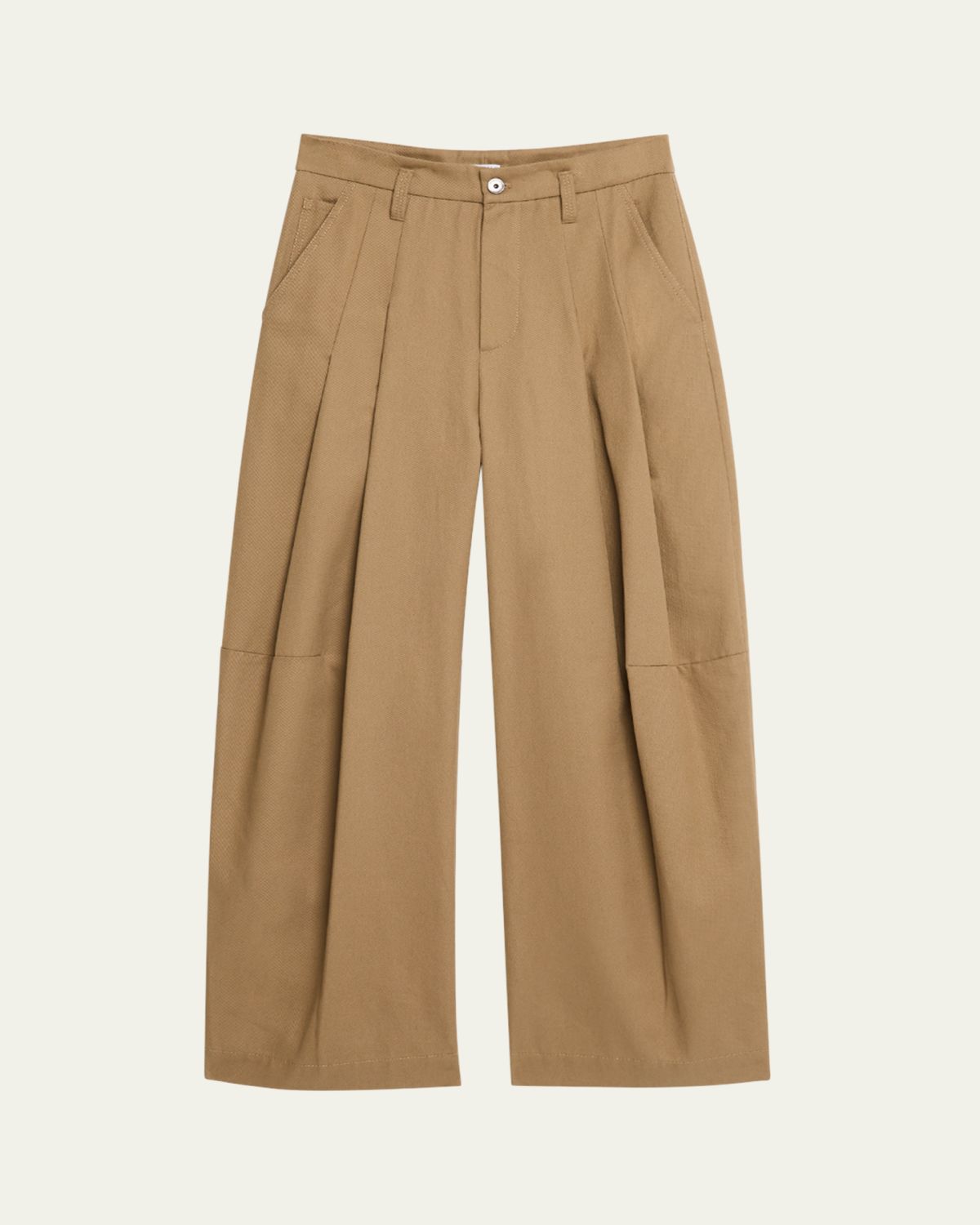 Brunello Cucinelli Barrel Pleated Cotton Twill Pants