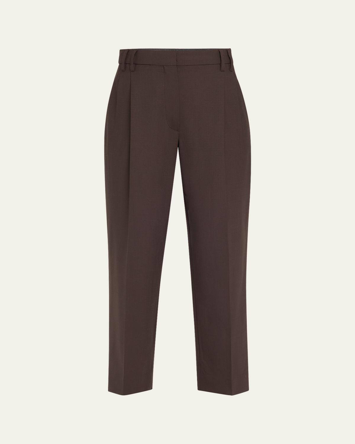 Brunello Cucinelli Slouchy Pleated Tropical Luxury Wool Pants